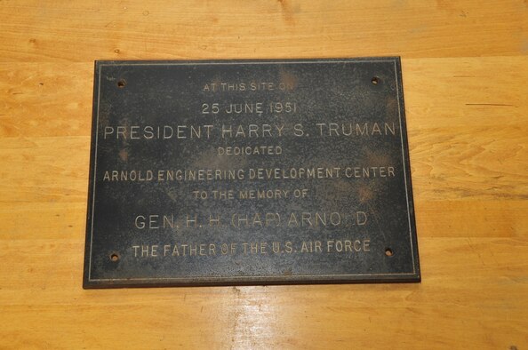Original AEDC Dedication Plaque (Photo by Rick Goodfriend)