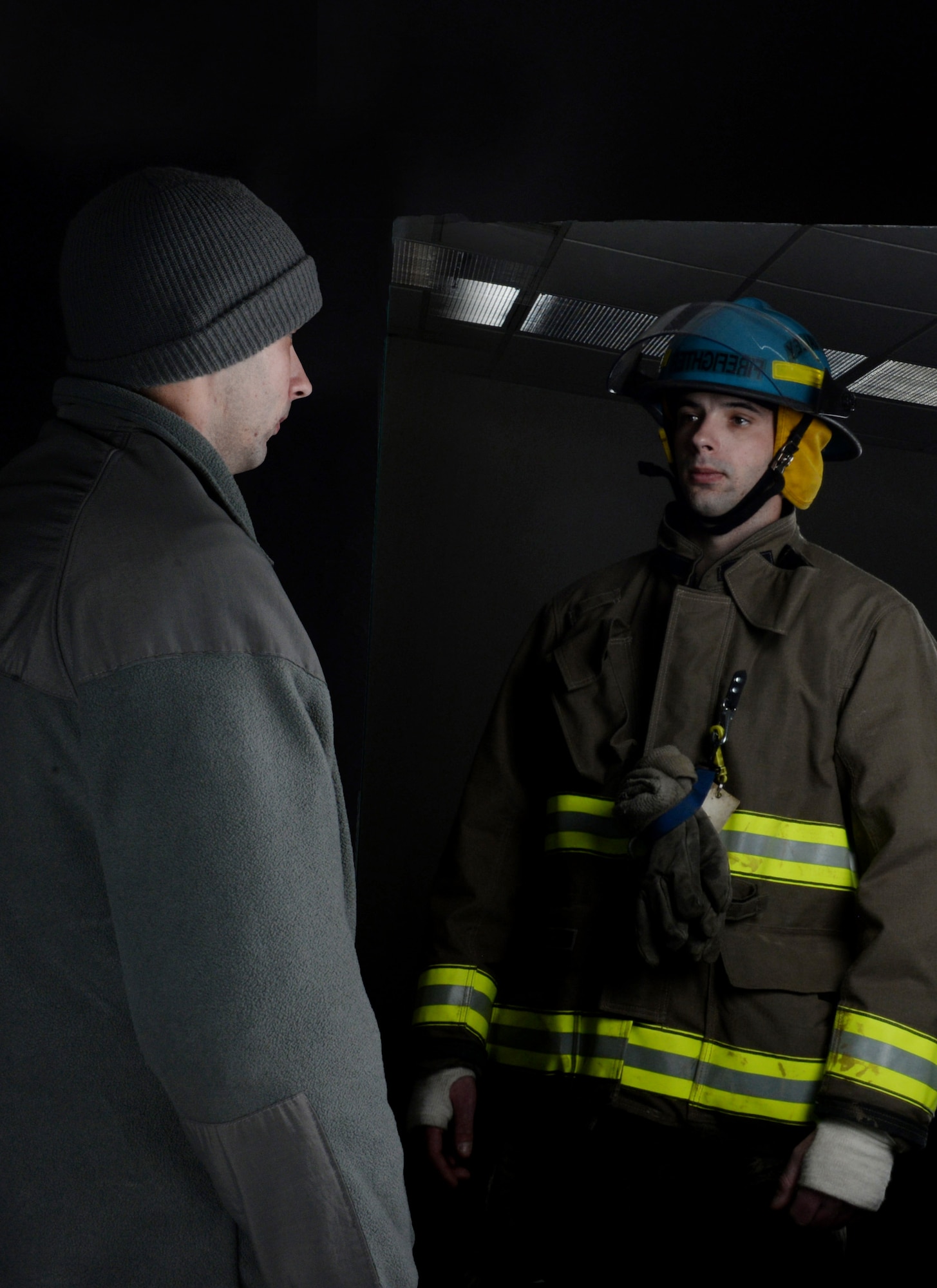 Staff Sgt. Justin Sweet, Detachment 8, 372nd Training Squadron aircraft fuel system instructor, has volunteered as a firefighter for the Rapid Valley Fire Department for more than five years, not only fighting for our country, but also strengthening the ties between the local community and Ellsworth Air Force Base. (U.S. Air Force photo illustration by Airman 1st Class Rebecca Imwalle/Released)