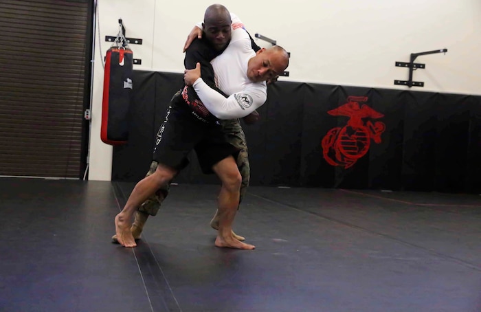 Major Jackson Doan, operation officer, Edson Range, Weapons Field Training Battalion, Marine Corps Base Camp Pendleton, practices his martial arts techniques at Marine Corps Base Camp Pendleton, Nov. 19. Doan is an Oceanside, Calif., native and is the current Pankration World Champion in the 145 pound weight class.