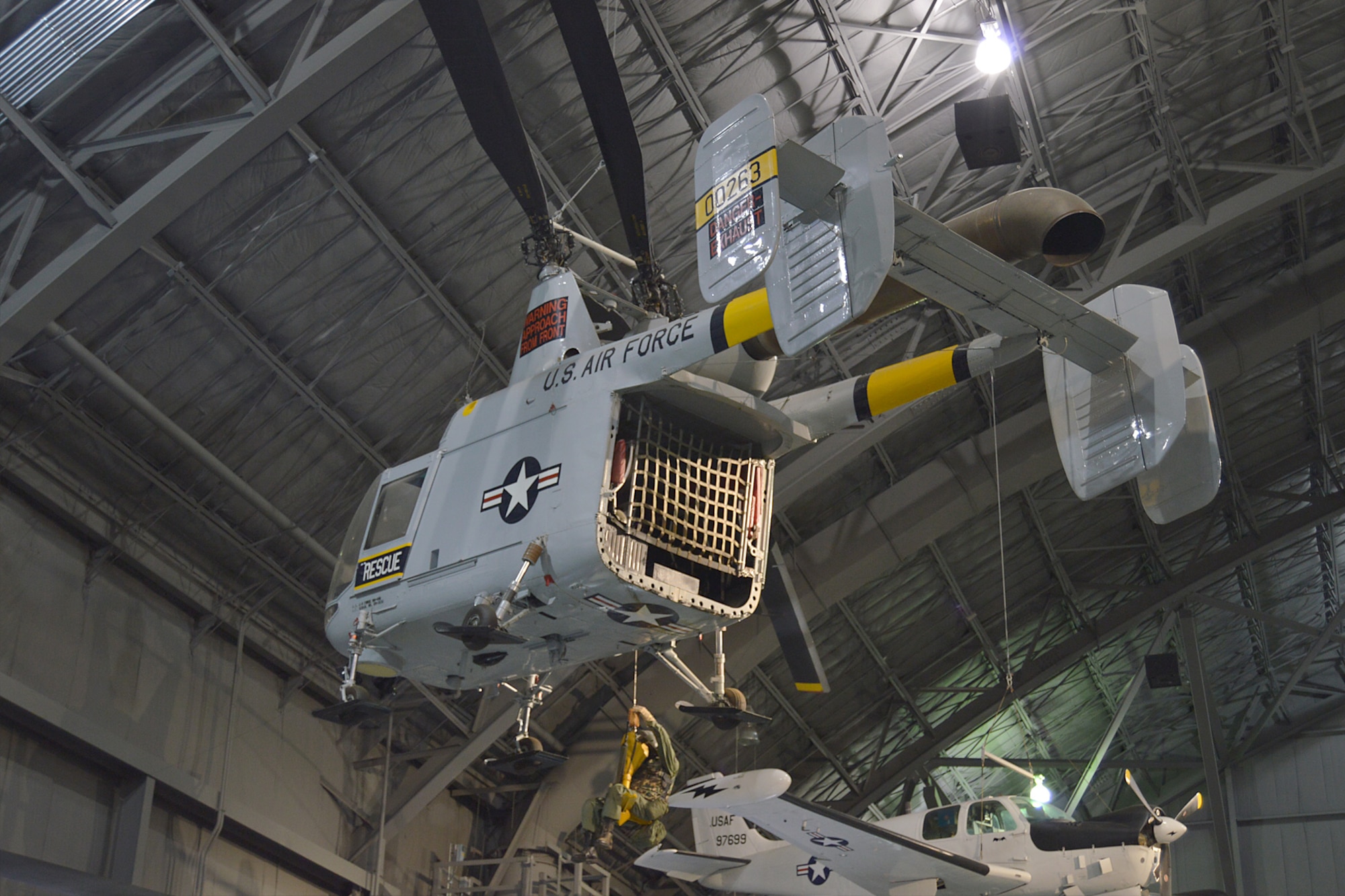 DAYTON, Ohio -- Kaman HH-43B Huskie in the Southeast Asia War Gallery at the National Museum of the United States Air Force. (U.S. Air Force photo)
