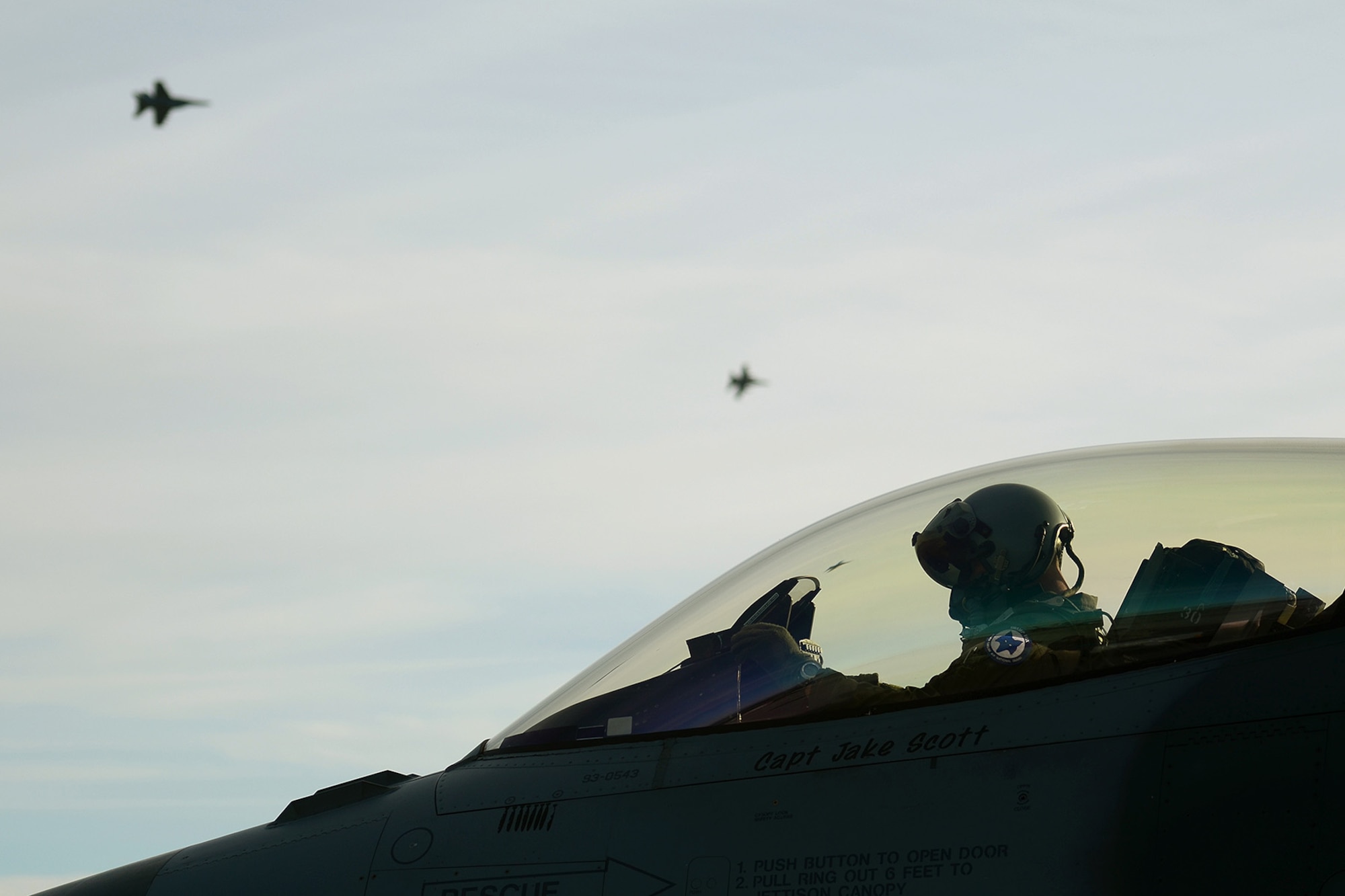 U.S. Air Force Lt. Col. Erik Hoffman, a fighter pilot with the 157th Fighter Squadron at McEntire Joint National Guard Base, S.C., prepares to taxi an F-16 Fighting Falcon for takeoff from Naval Air Station Fallon, Nevada, for a training mission Nov. 13, 2014. Swamp Fox Airmen from the 169th Fighter Wing and South Carolina Air National Guard are deployed to NAS Fallon to support Naval Carrier Air Wing One with pre-deployment fighter jet training, integrating the F-16’s suppression of enemy air defenses (SEAD) capabilities with U.S. Navy fighter pilots.   (U.S. Air National Guard photo by Tech. Sgt. Caycee Watson/RELEASED)