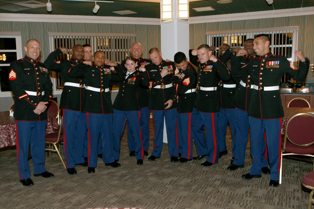 Sgt. Maj. Micheal P. Barrett, the 17th Sergeant Major of the Marine Corps, attends the Staff Non-commissioned Officers Academy Quantico Sergeant’s Course 1-15 Mess Night at the Clubs at Quantico, Va., Nov. 19, 2014. (U.S. Marine Corps photo by Sgt. Marionne T. Mangrum)