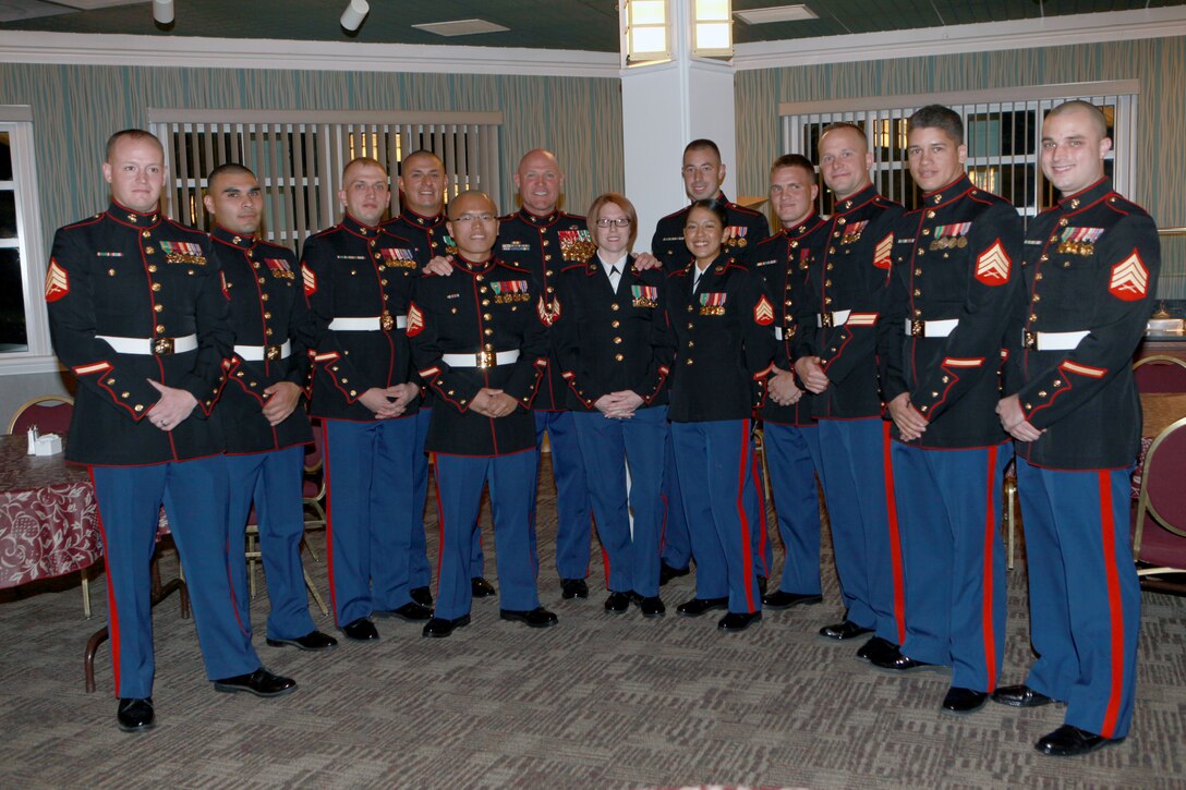 Sgt. Maj. Micheal P. Barrett, the 17th Sergeant Major of the Marine Corps, attends the Staff Non-commissioned Officers Academy Quantico Sergeant’s Course 1-15 Mess Night at the Clubs at Quantico, Va., Nov. 19, 2014. (U.S. Marine Corps photo by Sgt. Marionne T. Mangrum)