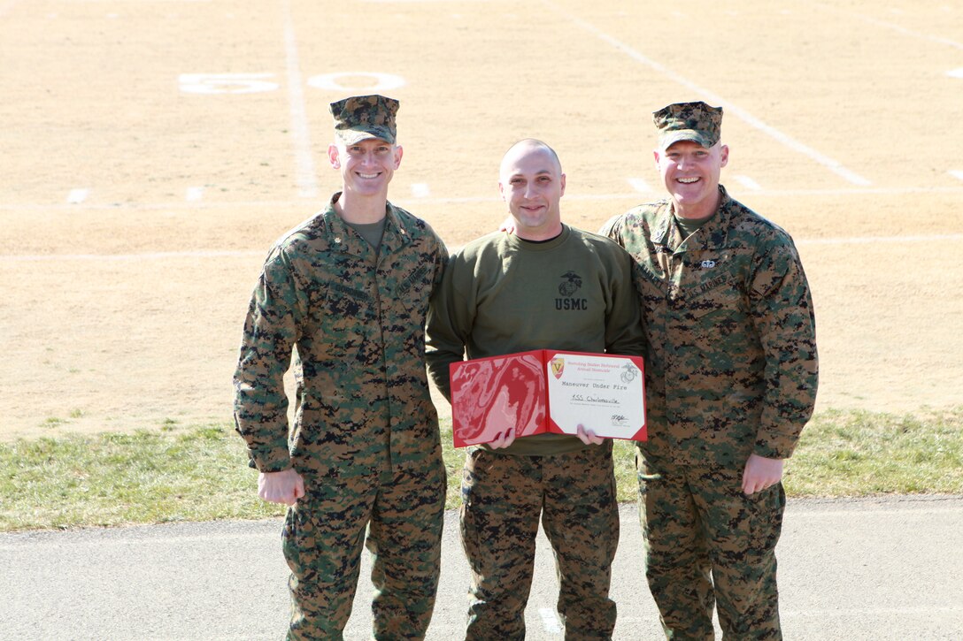 Sgt. Maj. Micheal P. Barrett, the 17th Sergeant Major of the Marine Corps, attends a Recruiting Station Richmond pool function involving a field meet and cake cutting ceremony celebrating the Marine Corps’ 239th birthday in Roanoke, Va., Nov. 22, 2014. (U.S. Marine Corps photo by Sgt. Marionne T. Mangrum)
