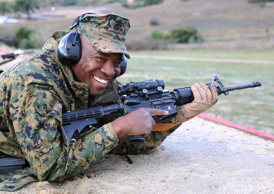 Marines shoot for score to determine their placements during the Commanding General's Cup Rifle and Pistol matches at range 214, Dec. 4. The tournament will be conducted from Dec. 1-12 and features teams from all across the West Coast competing to be recognized as the top shooters in the region.(Photo by Lance Cpl. Asia J. Sorenson/Released)
