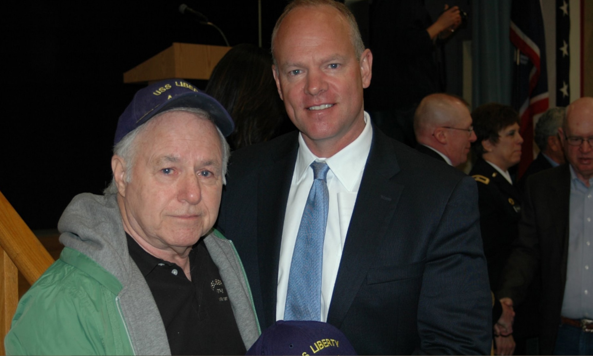 Ronald G. Kukal and Gov. Matthew H. Mead pose for a photo, 2013. Kukal is a survivor of the USS Liberty that was attacked in 1967. (courtesy photo)