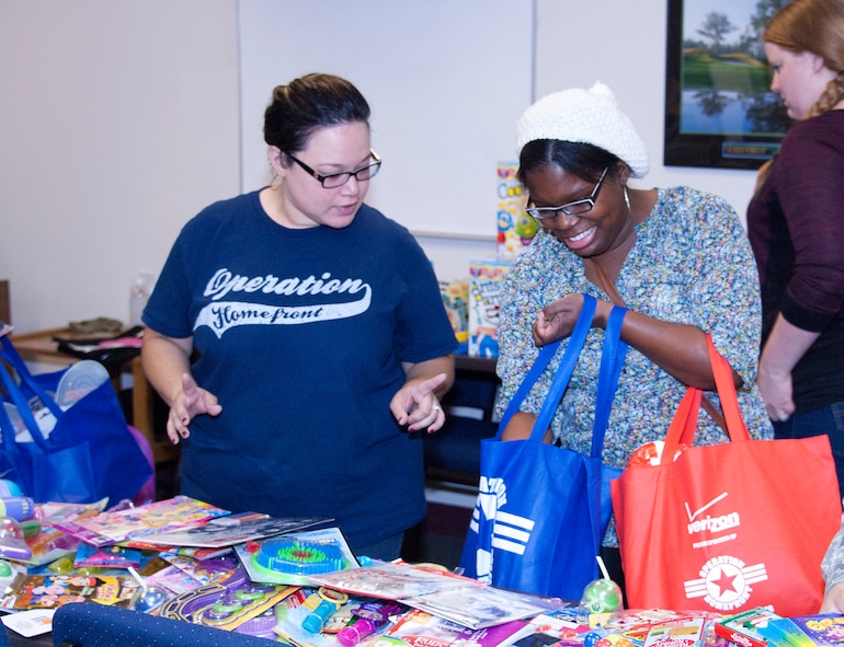 The Airman and Family Readiness Center held a toy collection Dec. 4 2014, hosted by Operation Homefront, a non-profit organization that provides assistance for U.S. troops and their families around the world, Sheppard Air Force Base, Texas. Toys were donated by the community around the base and collected from local stores as part of a nation-wide program to more than 80 military families here. (U.S. Air Force photo by Danny Webb/Released) 
