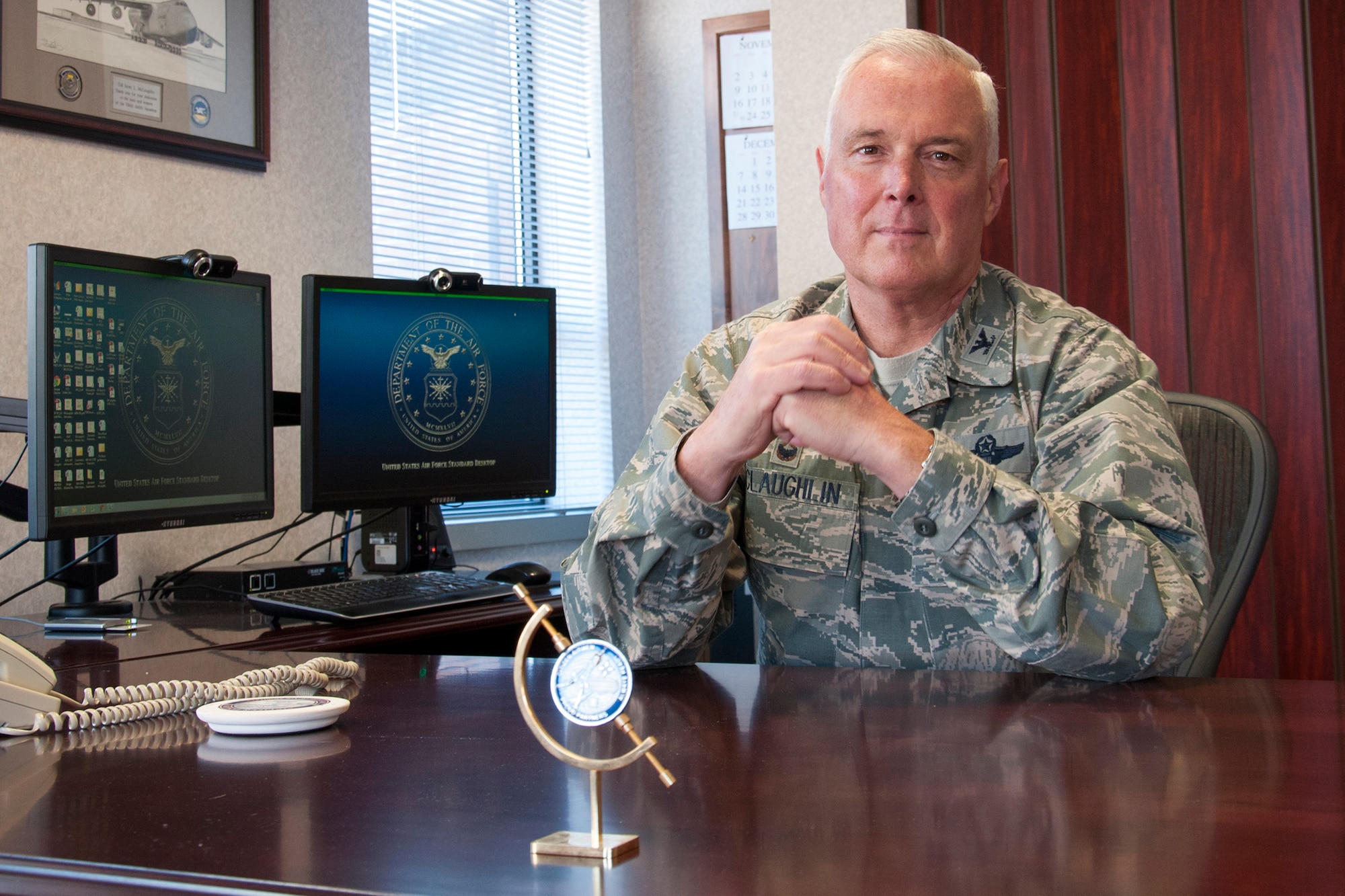 Col. Scott McLaughlin, 446th Airlift Wing commander, at Joint Base Lewis-McChord, Washington said, "If you are feeling disrespected, a good place to start is with respecting yourself." (U.S. Air Force Reserve photo by Jake Chappelle)