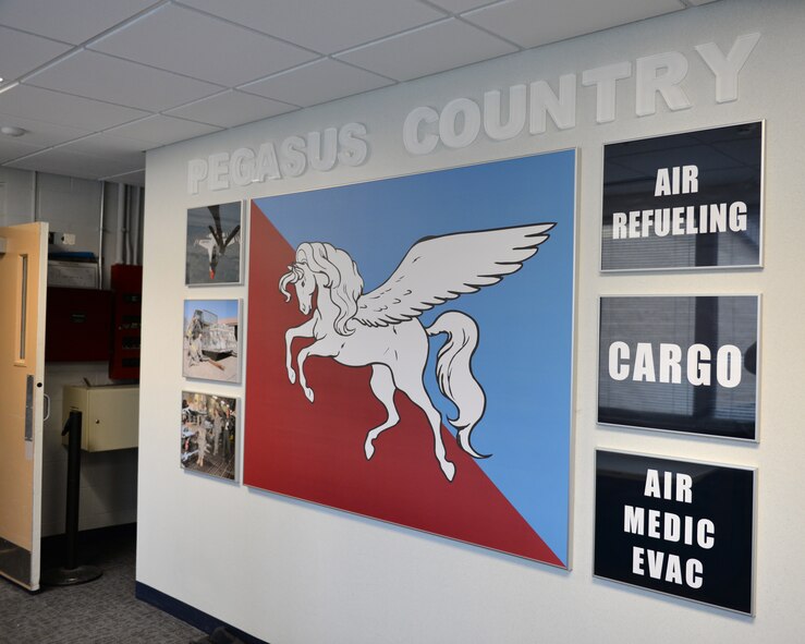 A photo of the newly unveiled Pegasus Country display, Dec. 6, 2014  at Pease Air National Guard Base, N.H.  The display represents the mission of the base’s next aircraft, the KC-46 Pegasus.  (U.S. Air National Guard photo by Staff Sgt. Curtis J. Lenz)