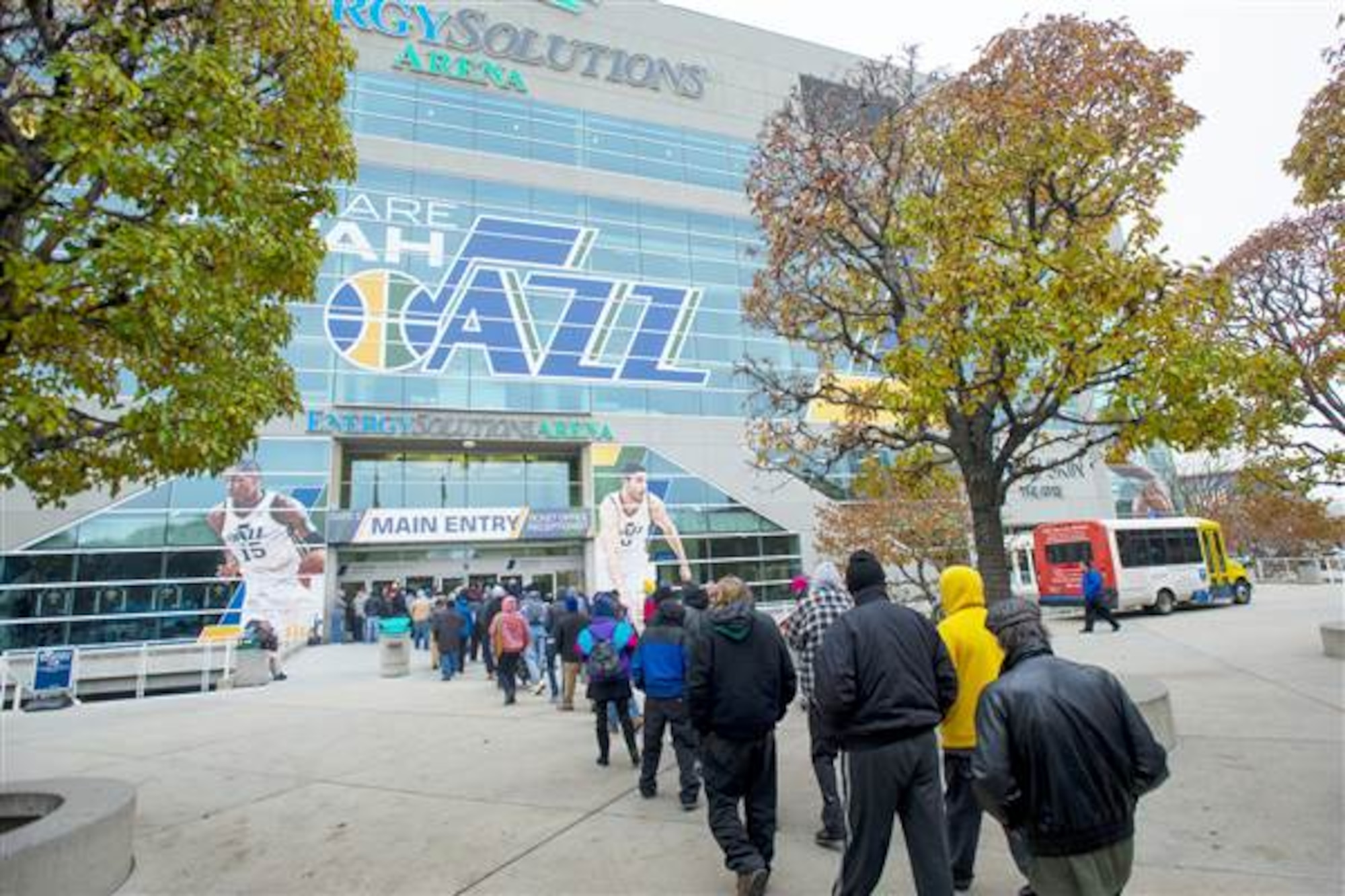 A gathering for low income and the homeless at the Energy Solutions Arena In Salt Lake City on November 25 2014. The goal of the event was to give those in need warm clothes and a good Thanksgiving meal. 