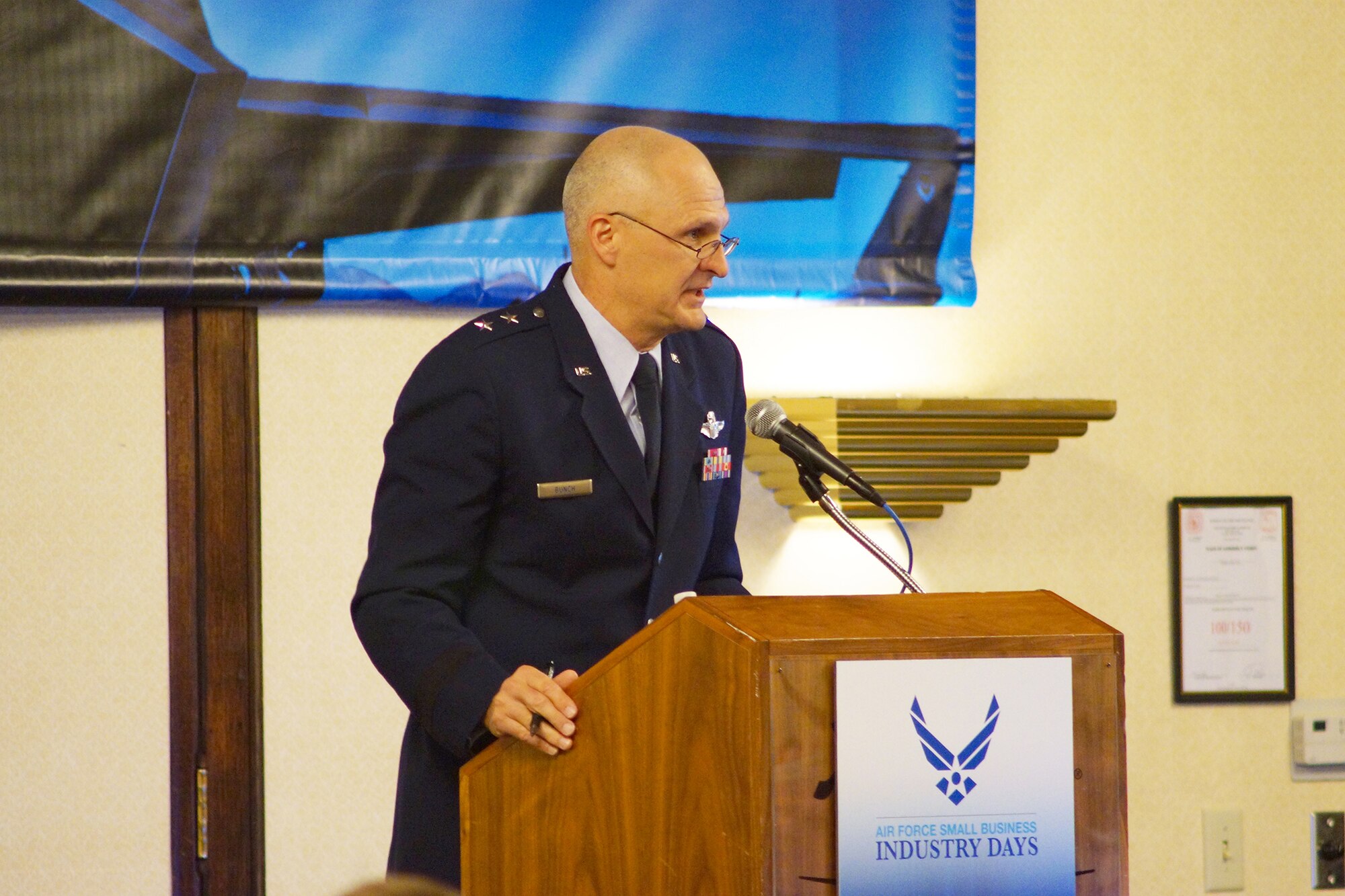 Maj. Gen. Arnold W. Bunch Jr., the Commander of the Air Force Test Center was one of the keynote speakers at the Air Force Small Business Industry Days (SBID) event held in Huntsville on Nov. 18-20. (Photo by Jason Austin)