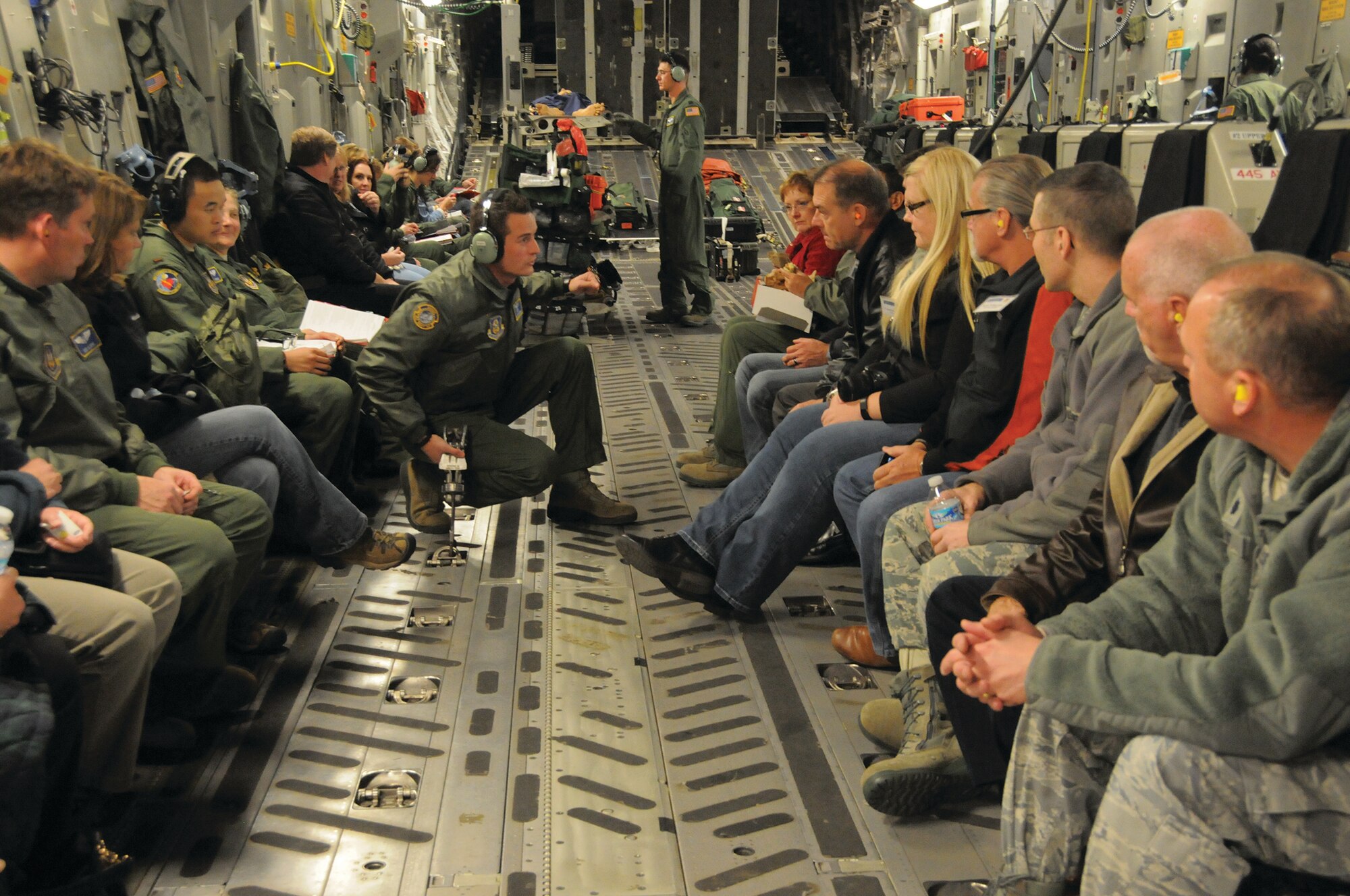 WRIGHT-PATTERSON AIR FORCE BASE, Ohio - Employers participating in the 445th Airlift Wing’s annual Employer Appreciation Day Nov. 1, 2014, had the opportunity to fly onboard a 445th AW C-17 Globemaster III as part of their visit to the wing. (U.S. Air Force photo/Tech. Sgt. Anthony Springer)