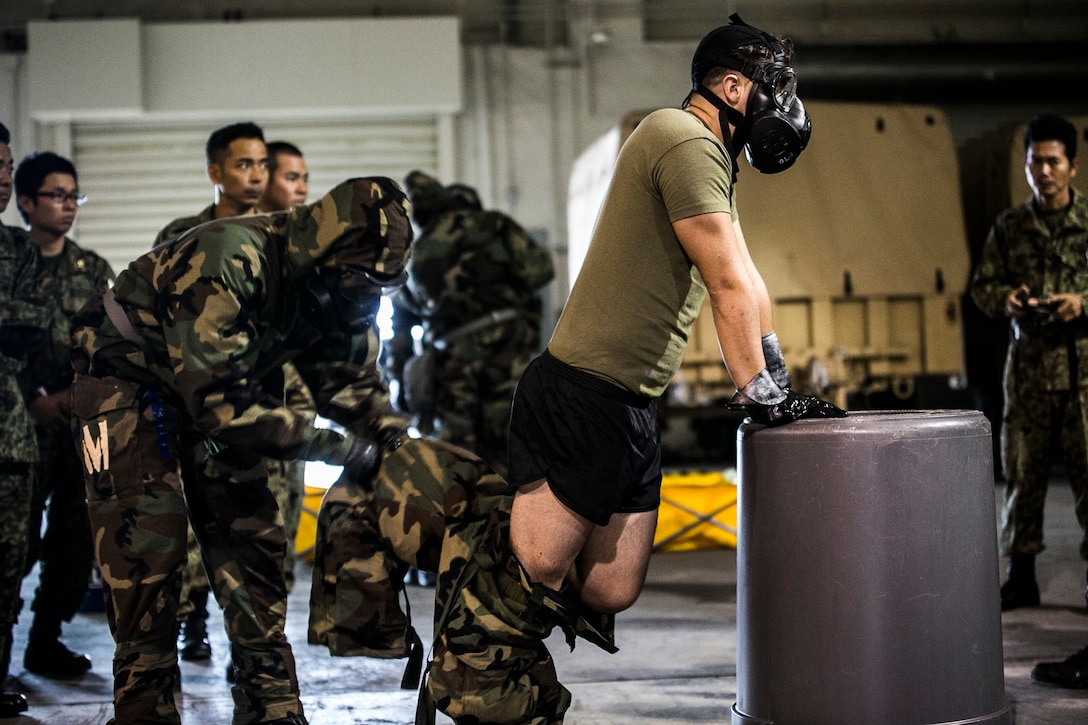 Military CBRN defense capabilities displayed across Okinawa