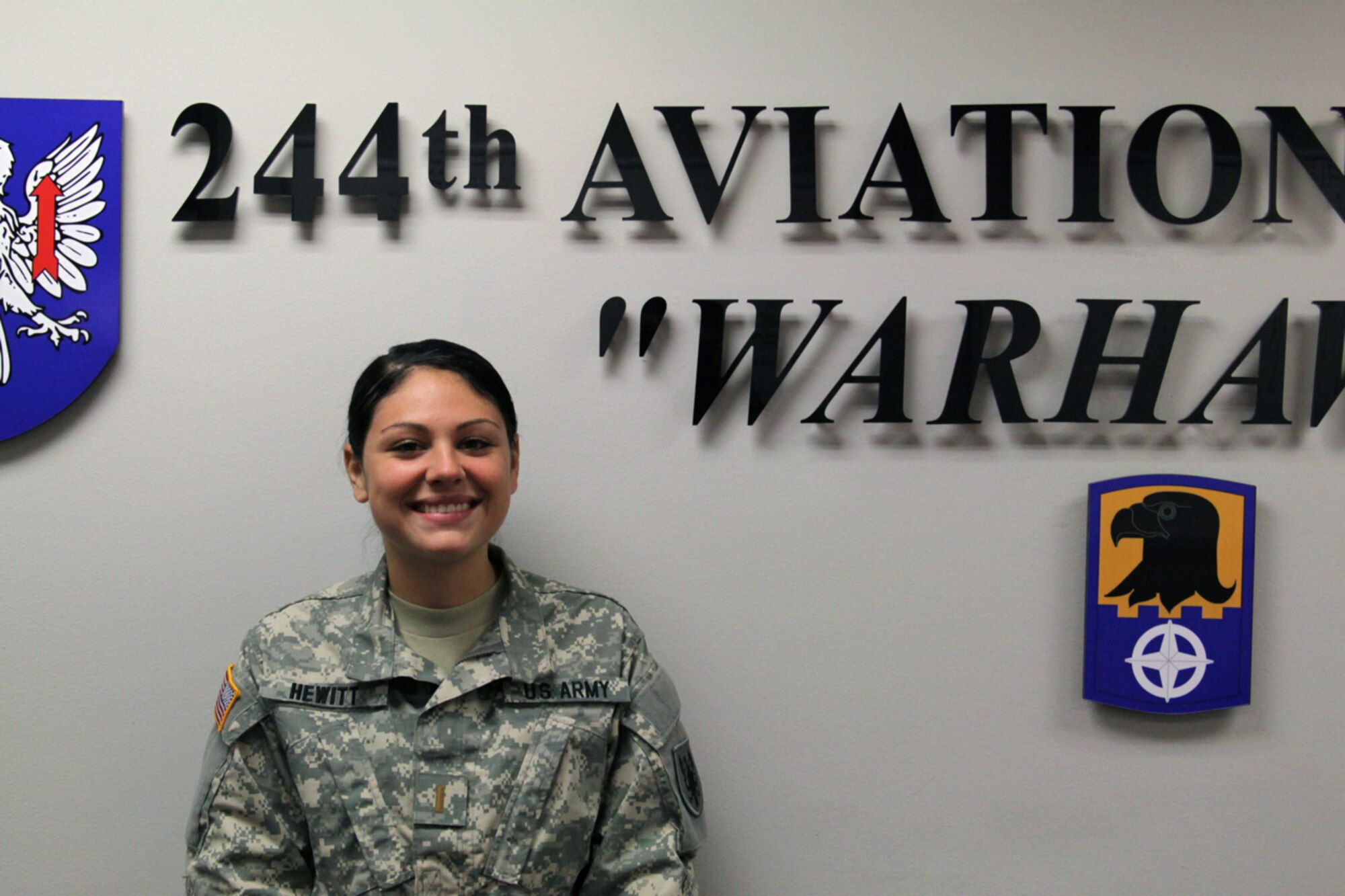 2nd Lt. Karissa Hewitt, a military intelligence officer and new member of the Army Reserve's 244th Aviation Brigade, is featured as the brigade's Soldier Spotlight. For more information on the 244th, visit www.facebook.com/244thAviationBrigade. (U.S. Army photo by Sgt. Christopher Sofia/Released)