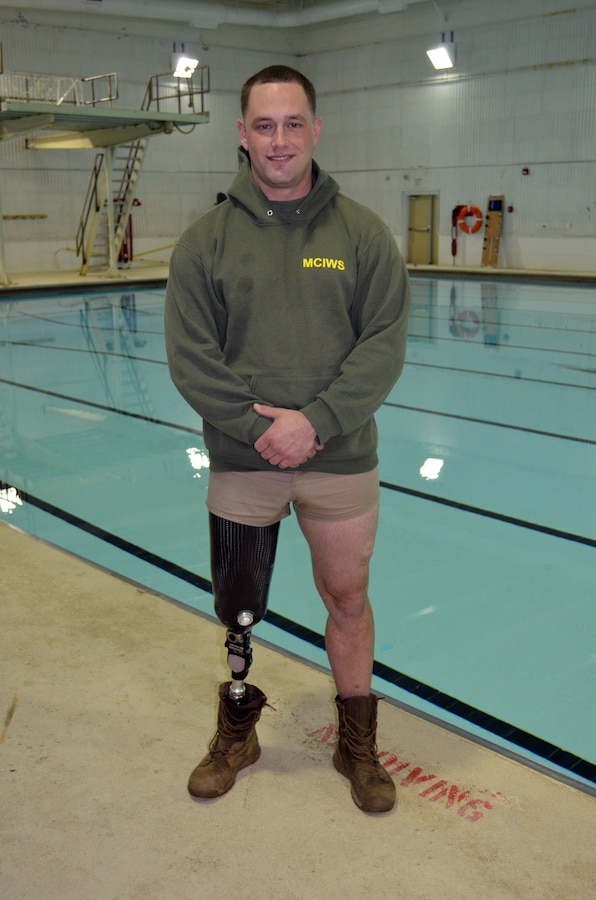 On Nov. 25, Staff Sgt. Adam Jacks became the first amputee to graduate from the Marine Combat Instructor of Water Survival course. Over the three-week course the students swim 59 miles, complete timed drills and swims, and learn rescue techniques. They are now certified as MCIWS instructors and Red Cross lifeguards.