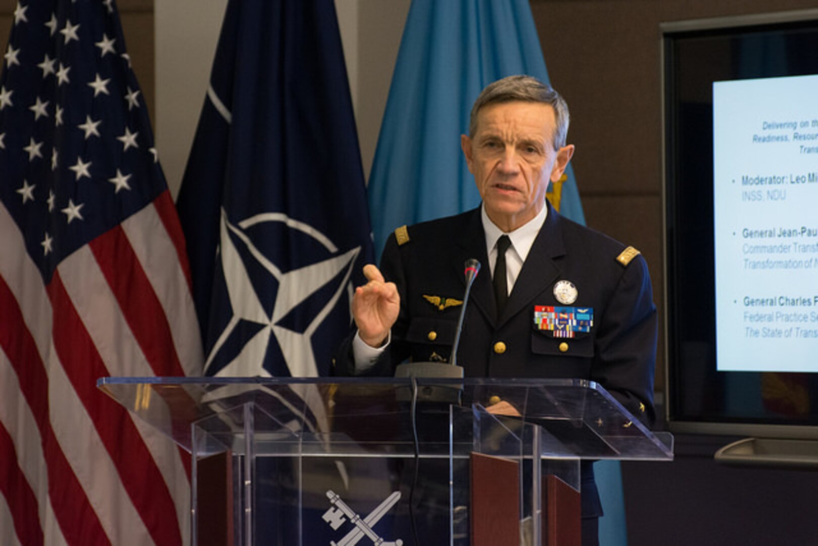 General Jean Paul Paloméros addresses NATO Parliamentarians.