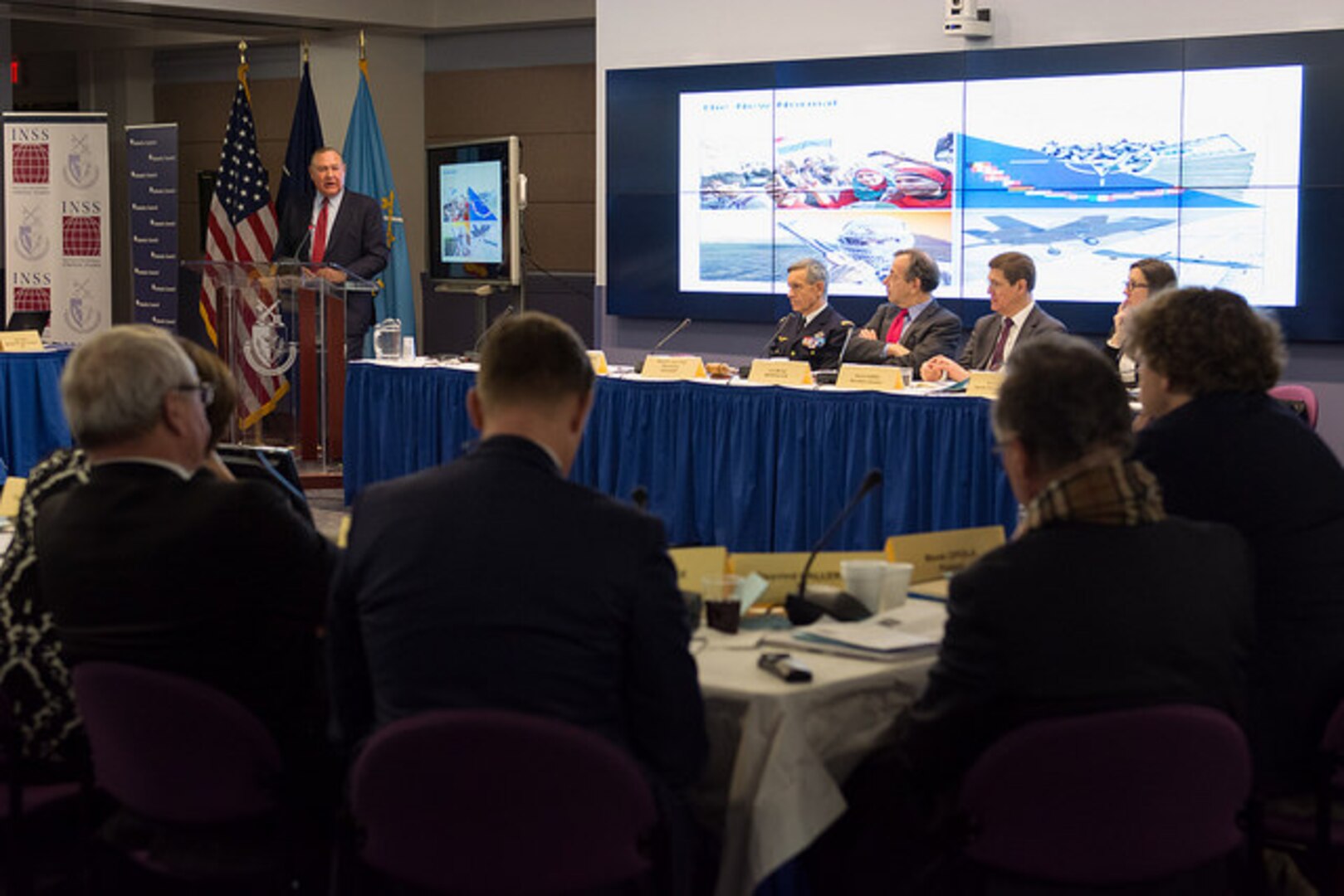 Retired General Chuck Wald of the U S  Air Force who served as the Deputy Commander of U S  European Command addresses the NATO Parliamentarians.