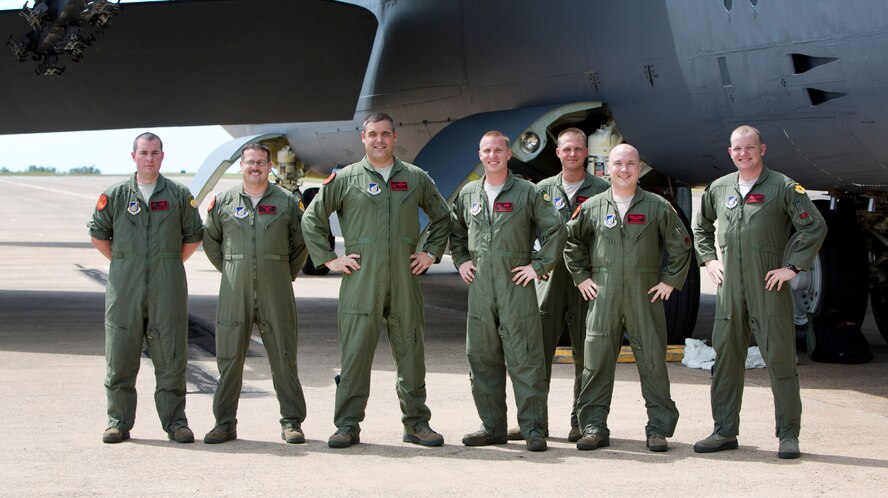 The Tactical 96th Expeditionary Bomb Squadron crew arrive to Royal Australian Air Force Base Darwin, Australia, onboard a U.S. Air Force B-52 Stratofortress bomber, deployed to Andersen Air Force Base, Guam, from Minot Air Force Base, N.D., Dec. 8, 2014. The aircraft operates out of Andersen as part of U.S. Pacific Command and U.S. Air Force rotational presence in the Pacific. This is the fourth time a B-52 has landed at RAAF Darwin since 2012 and will enhance the United States’ ability to train, exercise and operate with Australia and other partners across the region. (Royal Australian Navy photo by ABIS Nicolas Gonzalez/Released)