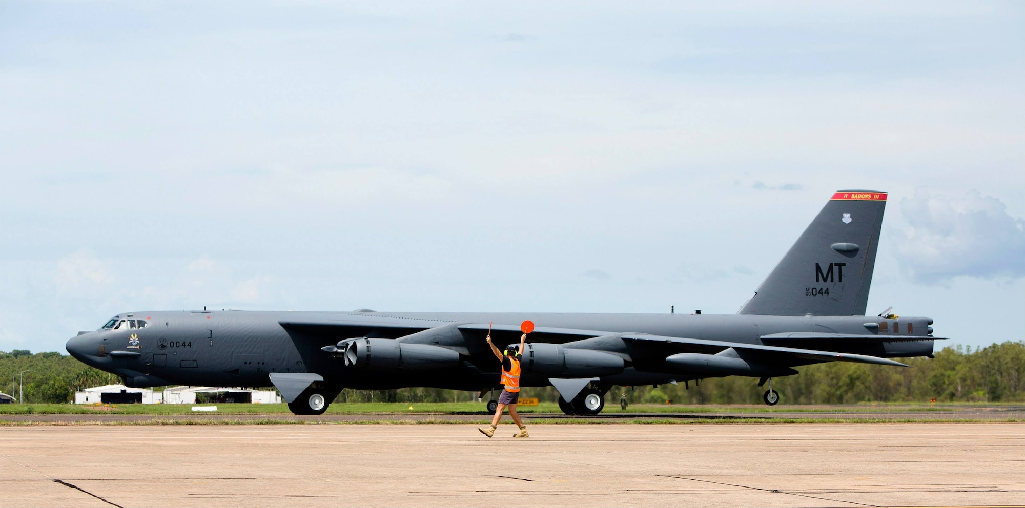 A U.S. Air Force B-52 Stratofortress stationed at Anderson Air Force Base, Guam, landed at Royal Australian Air Force (RAAF) Base Darwin on Monday 8 December 2014, as part of U.S. Pacific Command and U.S. Air Force rotational bomber presence in the Pacific. These rotations enhance U.S. ability to train, exercise and operate with Australia and other allies and partners across the region, further enabling the U.S. to work together with these nations to respond more quickly to a wide range of challenges, including humanitarian crises and disaster relief, as well as promoting security cooperation efforts across the region. (Royal Australian Air Force Photo/Released)