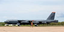 A U.S. Air Force B-52 Stratofortress stationed at Anderson Air Force Base, Guam, landed at Royal Australian Air Force (RAAF) Base Darwin on Monday 8 December 2014, as part of U.S. Pacific Command and U.S. Air Force rotational bomber presence in the Pacific. These rotations enhance U.S. ability to train, exercise and operate with Australia and other allies and partners across the region, further enabling the U.S. to work together with these nations to respond more quickly to a wide range of challenges, including humanitarian crises and disaster relief, as well as promoting security cooperation efforts across the region. (Royal Australian Air Force Photo/Released)