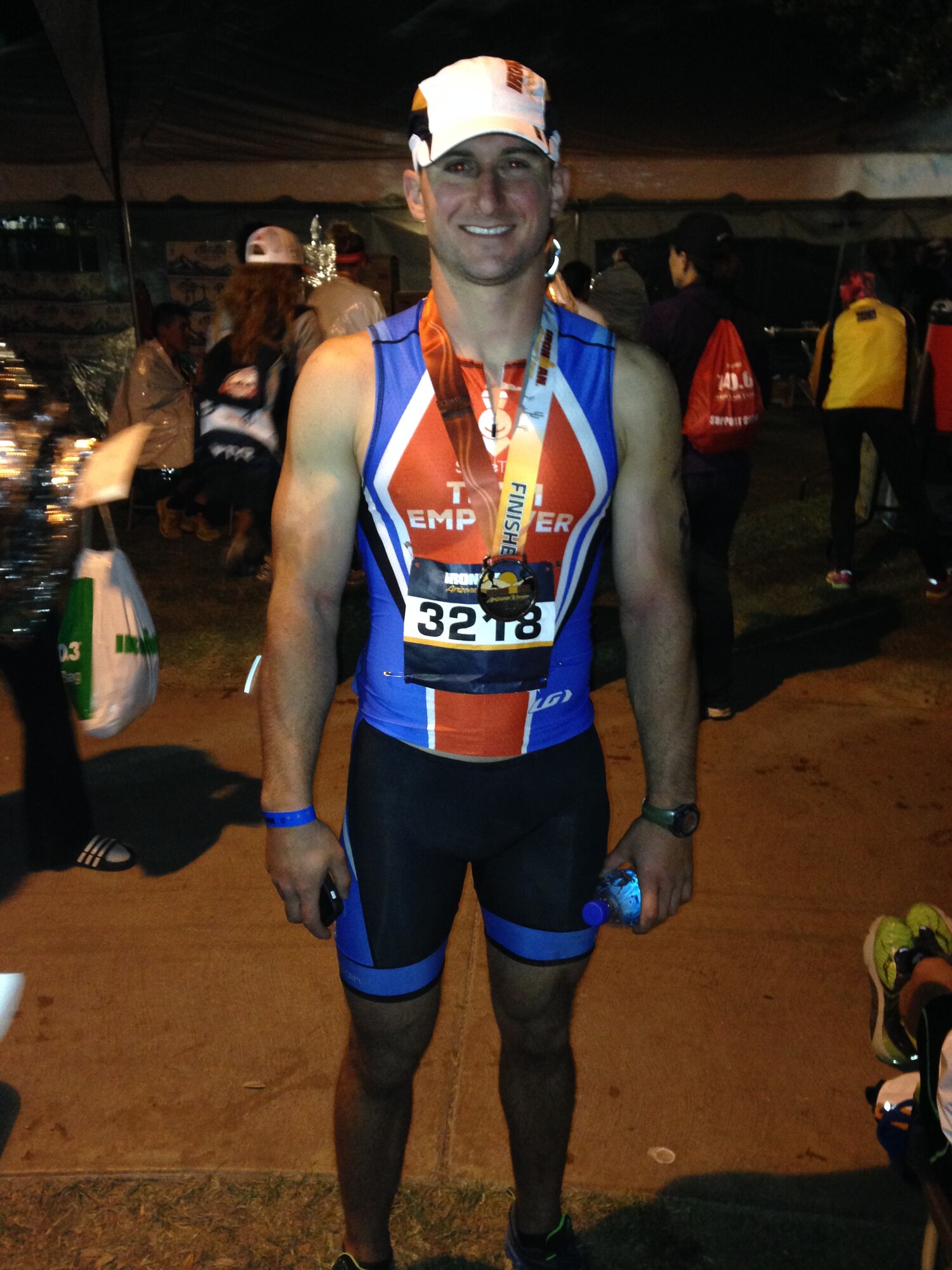 U.S. Air Force Senior Airman Daniel Hughes, 355th Contracting Squadron contract specialist, participated in his first IRONMAN Arizona located in Tempe, Ariz., Nov. 16, 2014. Hughes placed 1,729 out of 3,202 competitors. (Courtesy Photo)
