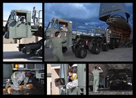 The 73rd Aerial Port Squadron Airmen received a historical training opportunity when the 433rd Airlift Wing C-5 out of Joint Base San Antonio, Texas, arrived with a Tunner 60k aircraft cargo loader/transporter never before available to the unit at Naval Air Station Fort Worth Joint Reserve Base, Texas, Dec. 6, 2014.  Borrowed from Joint Base San Antonio's 502nd Logistics Readiness Squadron, the 60k loader gave nearly 30 aerial port Airmen combat operational training requirements that are crucial prior to a deployment. (U.S. Air Force photo by Master Sgt. Julie Briden-Garcia)
