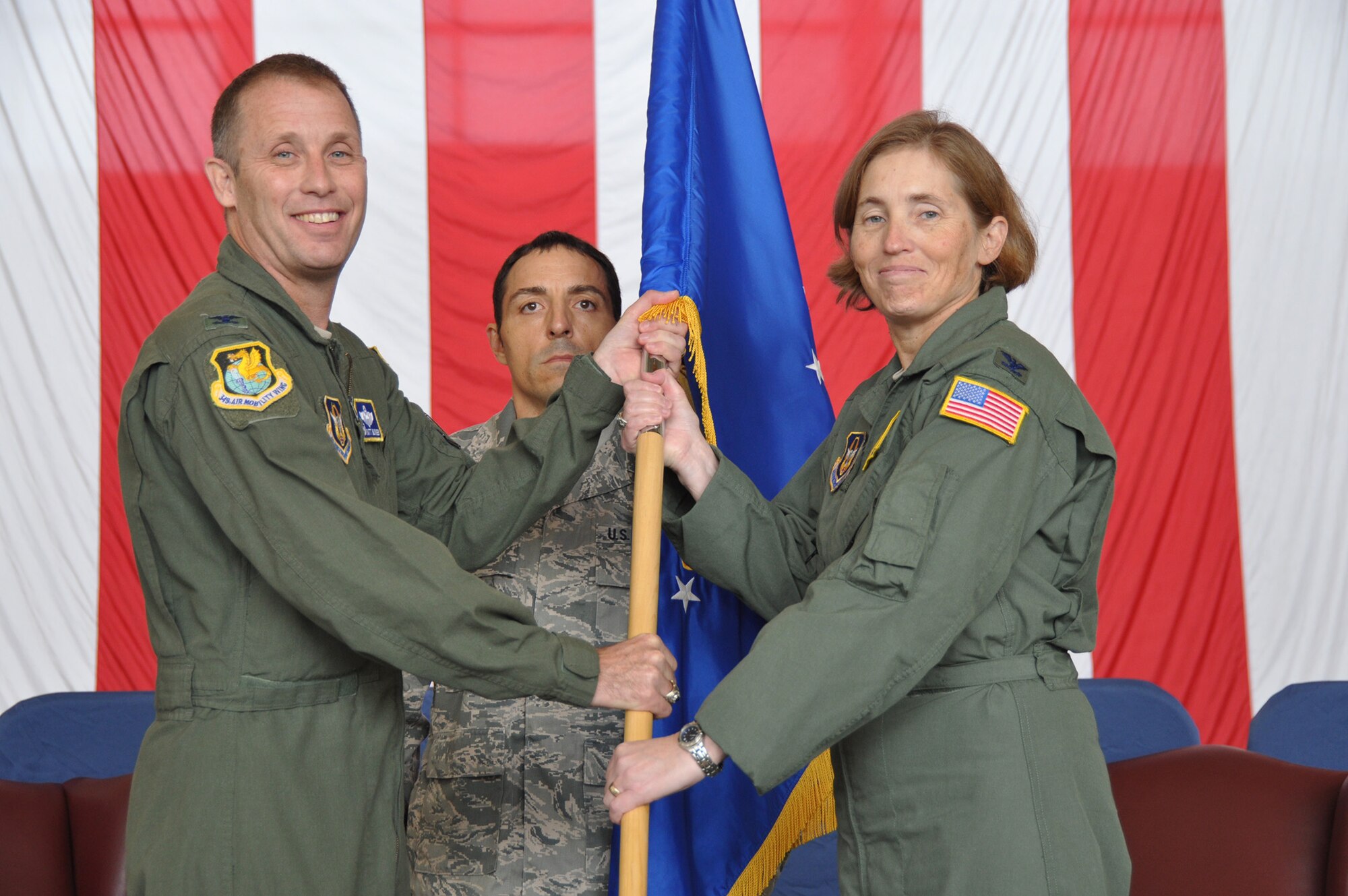 TRAVIS AIR FORCE BASE, Calif. -- Col. Stephanie Williams assumed command Dec. 6, 2014 of the 349th Operations Group in a ceremony at Hangar 14, Travis Air Force Base, Calif. (U.S. Air Force photo / 2nd Lt. Stephen J. Collier)