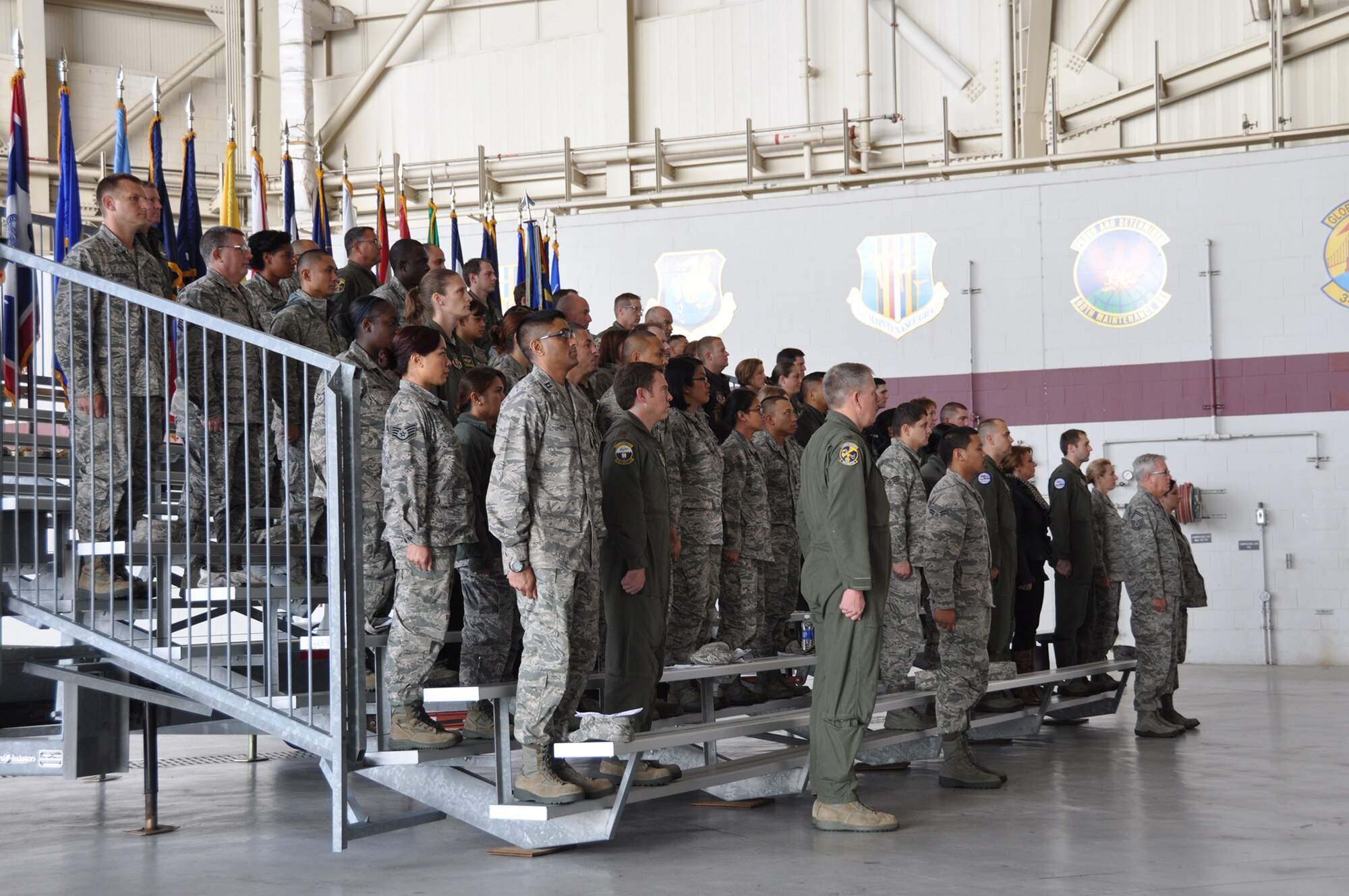 TRAVIS AIR FORCE BASE, Calif. -- Col. Stephanie Williams assumed command Dec. 6, 2014 of the 349th Operations Group in a ceremony at Hangar 14, Travis Air Force Base, Calif. (U.S. Air Force photo / 2nd Lt. Stephen J. Collier)