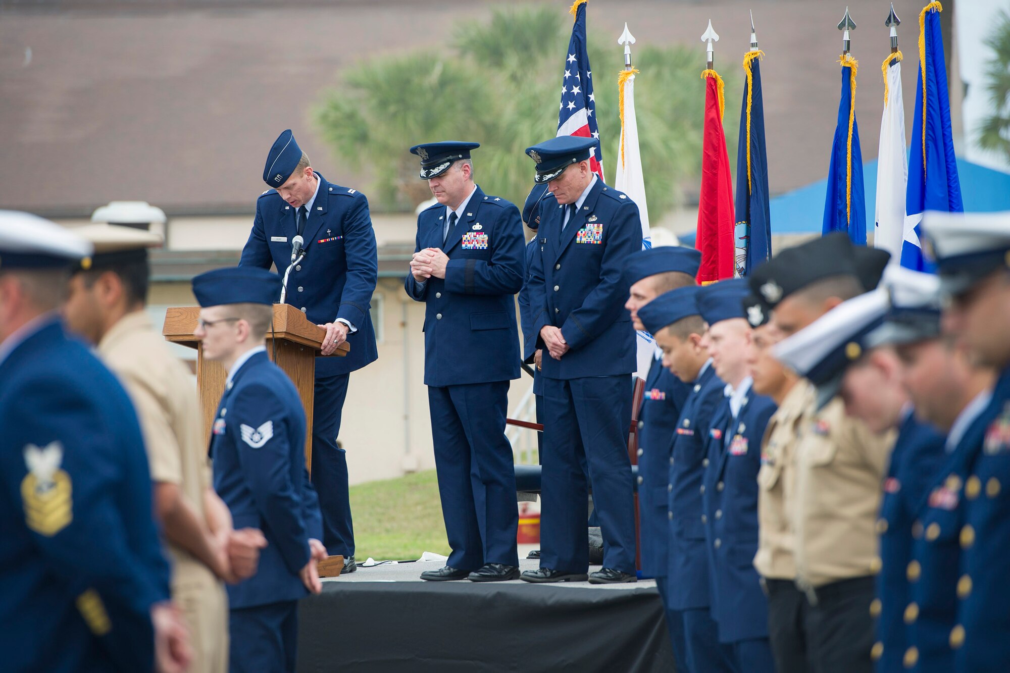 Air Force Technical Applications Center hosted the 19th annual Pearl Harbor and 3rd annual Pacific Theater Veterans Ceremony, Dec. 5, 2014, at Patrick Air Force Base, Fla.  The event honors living and deceased Pearl Harbor survivors and veterans of conflicts in the Pacific Theater to include World War II, Korea and Vietnam. (U.S. Air Force photos/Matthew Jurgens)