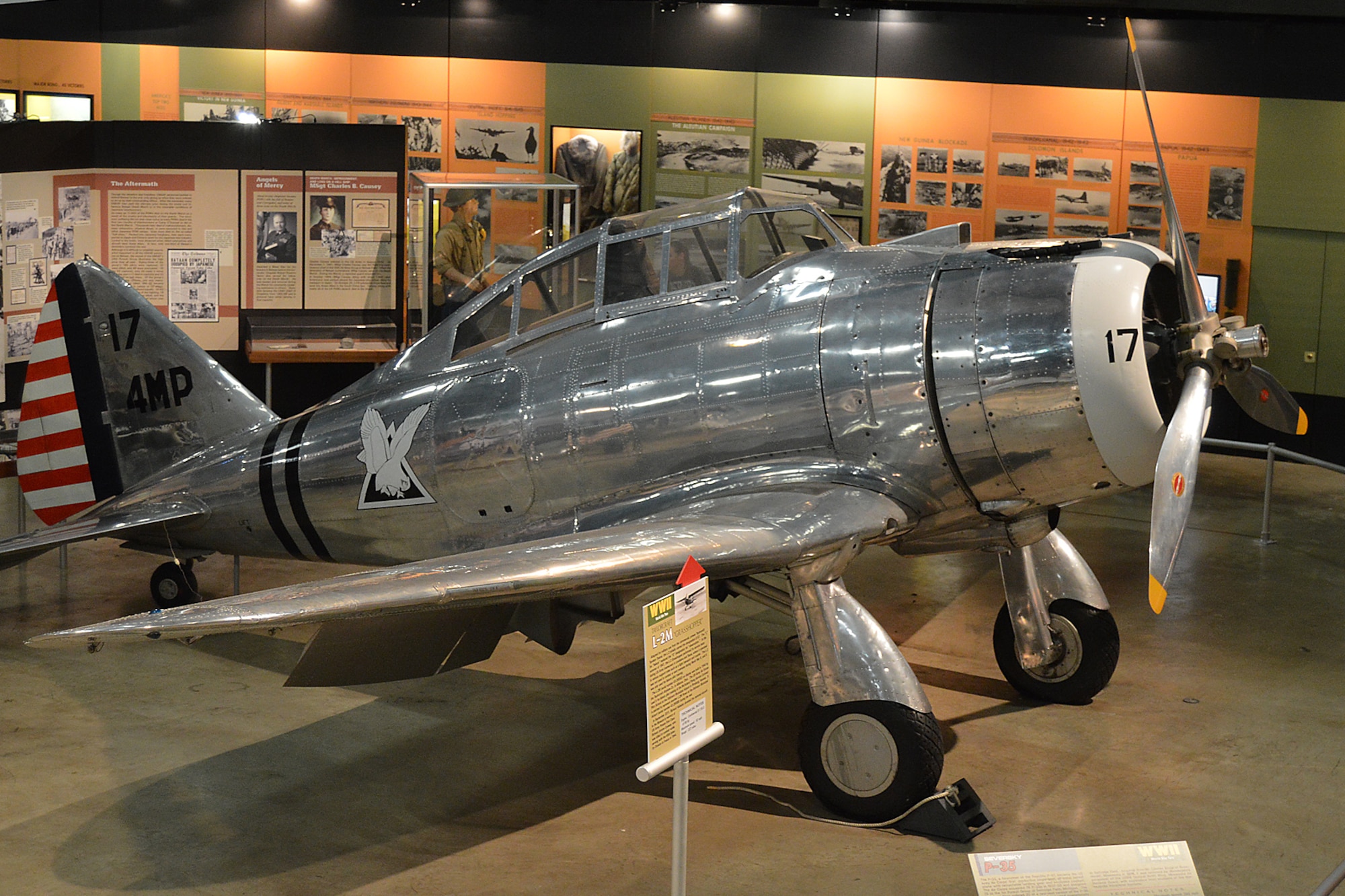 DAYTON, Ohio -- Seversky P-35A in the World War II Gallery at the National Museum of the United States Air Force. (U.S. Air Force photo)
