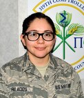Senior Airman Kimberly Palacios is a customer service technician with the 319th Comptroller Squadron. Palacios was named the Warrior of the Week for the third week of December, 2014. (U.S. Air Force photo/Staff Sgt. Susan L. Davis)