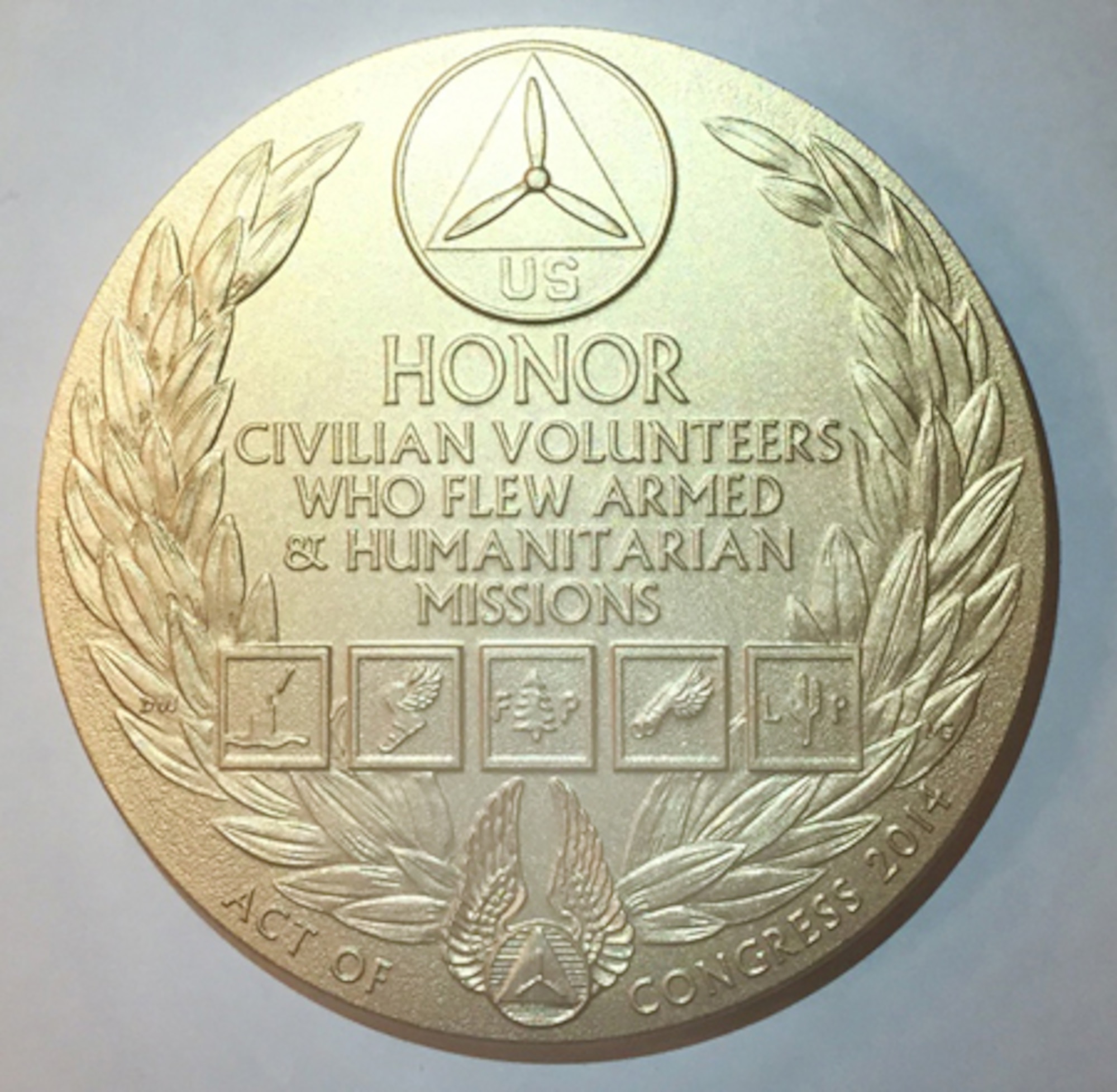 Here is the back of the Congressional Gold Medal that was awarded to founding members of Civil Air Patrol during the ceremony. (Courtesy Photo)
