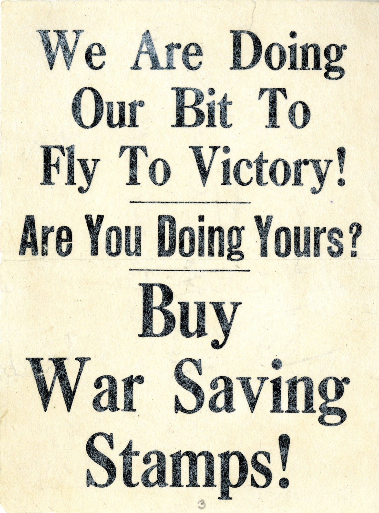 During World War I, the United States Treasury issued Liberty Bonds and War Saving Stamps to citizens who were eager to support the war effort. In order to promote the sale of these bonds and stamps, the Treasury Department created the War Savings Organization. This organization used many methods to spread the word about Liberty Bonds and War Saving Stamps. (U.S. Air Force photo)