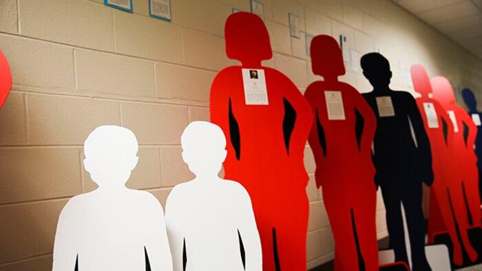 South Carolina's silent victims of domestic violence during 2013 are represented in the halls of Marine Corps Air Station Beaufort. South Carolina ranks number one in women killed by their male partners.