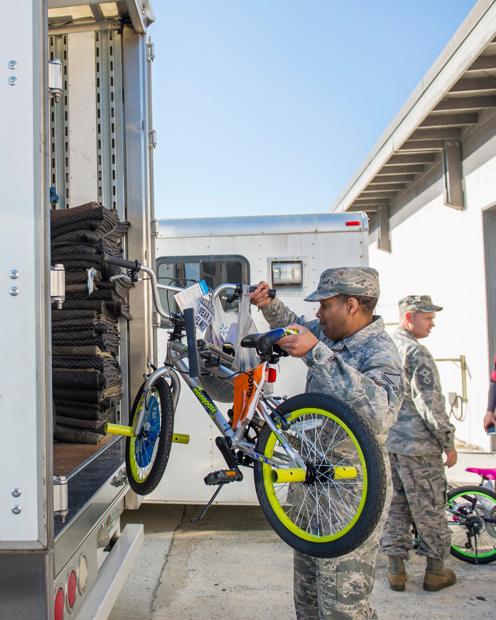 Members of Team Patrick-Cape donated more than 266 toys to children in the local community who are in foster care or abuse prevention programs, Dec. 11, 2014, at Patrick Air Force Base, Fla. The Patrick AFB First Sergeant's Council coordinated the toy drive by collecting toys from the 45th Space Wing and its tenant units for the Brevard Family Partnership. (U.S. Air Force photo/Matthew Jurgens)