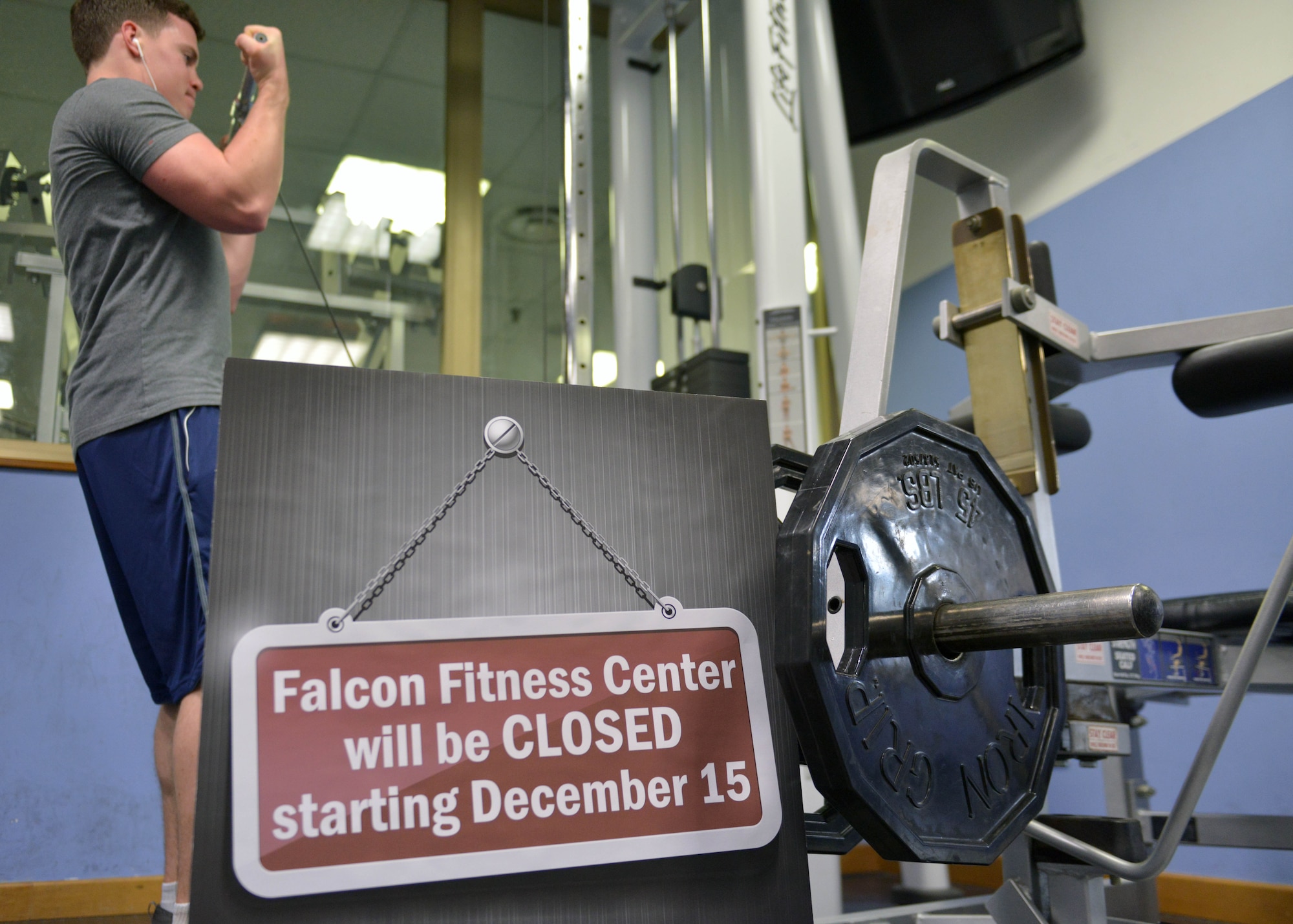 The fitness center in Area 2 is scheduled to close permanently on Dec. 15, 2014, and a newly renovated fitness facility is projected to open on Jan. 20 in Area F. The new facility, dubbed the Wyvern Fitness Center Annex, will house all the functions of the current Falcon Fitness Center. The Wyvern Fitness Center Annex is scheduled to be open from 5 a.m. to 7 p.m. Due to this new facility opening, the new hours for the Dragon Fitness Center will be from 7 a.m. to 10 p.m. (U.S. Air Force photo/Airman 1st Class Ryan Conroy) 