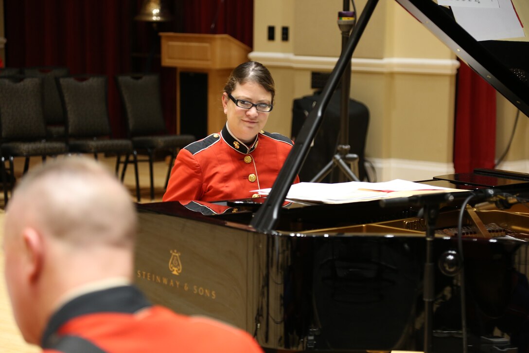 On Dec. 12, 2014, the Marine Big Band and Marine Jazz Combo rehearsed in the John Philip Sousa Band Hall at the Marine Barracks Annex in Washington, DC (U.S. Marine Corps photo by Master Sgt. Kristin duBois/released)