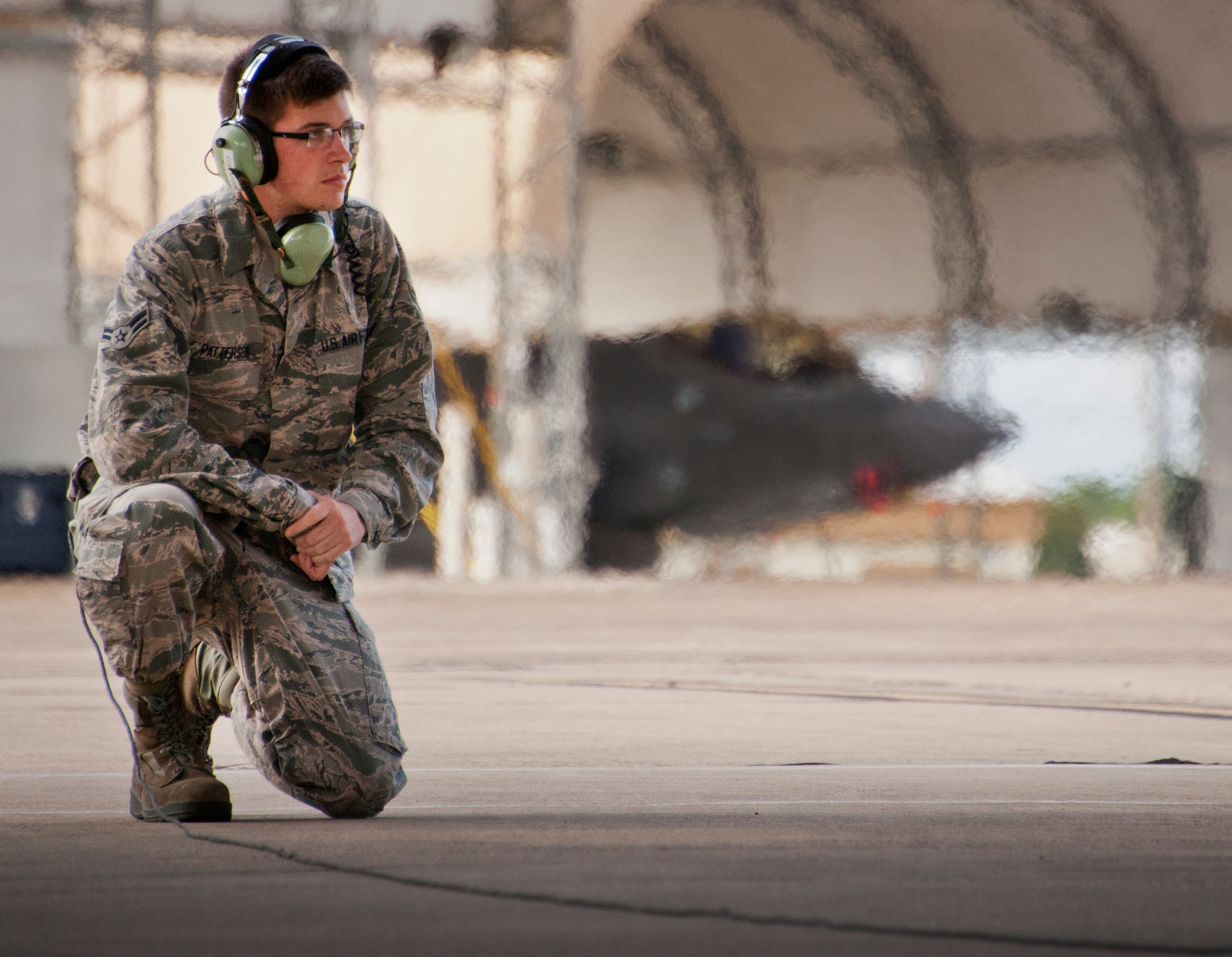Airman 1st Class John Patterson, 33rd Aircraft Maintenance Squadron, monitors F-35A Lightning II preflight checks at Eglin Air Force Base, Fla. The 33rd Maintenance Group is responsible for the maintenance of the Air Force’s joint strike fighter fleet on base. (U.S. Air Force photo/Samuel King Jr.)