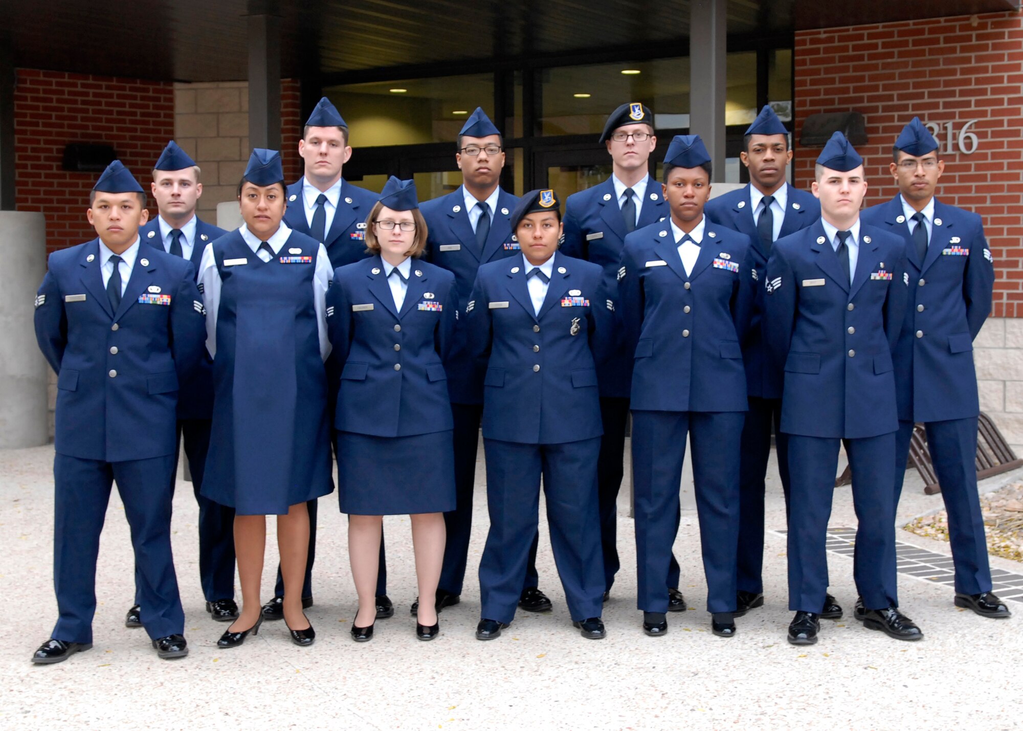 GOODFELLOW AIR FORCE BASE, Texas -- Students from Airman Leadership School class 15-A pose for a group photo Dec. 1. The students graduated Dec. 11. (U.S. Air Force photo/ Lucian Czarnecki)