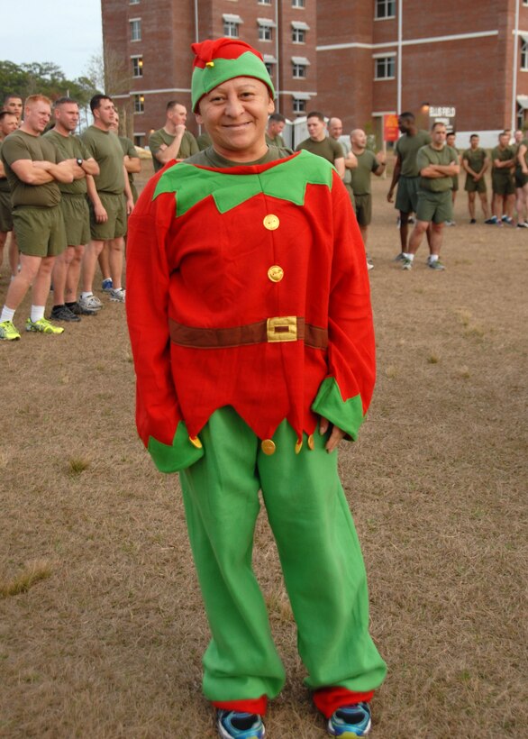 Combat Engineer Instruction Company 1st Sgt prepares for their run in the MCES Sleigh Pull.