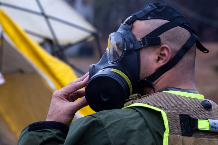 Marines and Sailors with the Chemical Biological Incident Response Force, II Marine Expeditionary Force put their training to use during Exercise Sudden Response aboard Marine Corps Base Quantico on Friday, December 5. Exercise Sudden Response is a Joint Task Force Civil Support exercise designed to challenge the combined forces with multiple scenarios, which could be encountered during a chemical, biological, radiological, nuclear or high-yield explosive incident. CBIRF trained along side the 911th Technical Rescue Engineer Company, the 89th Chemical Company, 3rd Armored Cavalry Regiment, and the 720th Military Police Battalion. CBIRF is prepared to respond, with minimal warning, to any CBRNE event in order to assist local, state, or federal agencies and the geographic combatant commanders in the conduct of CBRNE response or consequence management operations. (Official Marine Corps Photo by Sgt. Kuande L. Hall/RELEASED).