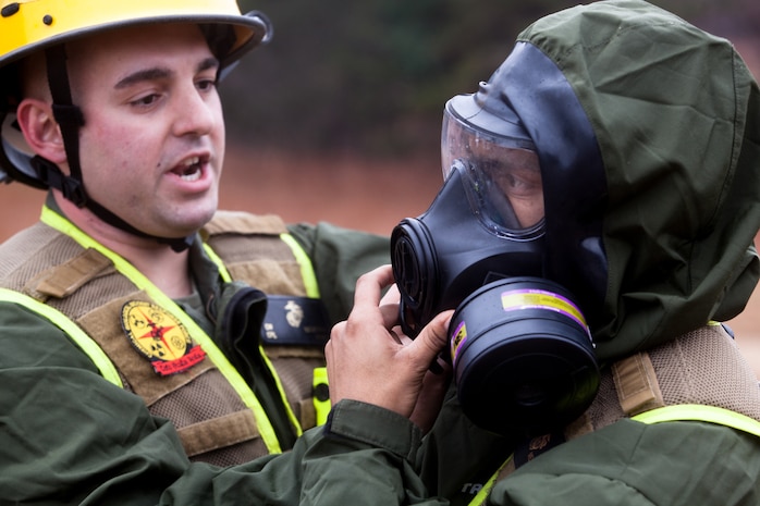 Marines and Sailors with the Chemical Biological Incident Response Force, II Marine Expeditionary Force put their training to use during Exercise Sudden Response aboard Marine Corps Base Quantico on Friday, December 5. Exercise Sudden Response is a Joint Task Force Civil Support exercise designed to challenge the combined forces with multiple scenarios, which could be encountered during a chemical, biological, radiological, nuclear or high-yield explosive incident. CBIRF trained along side the 911th Technical Rescue Engineer Company, the 89th Chemical Company, 3rd Armored Cavalry Regiment, and the 720th Military Police Battalion. CBIRF is prepared to respond, with minimal warning, to any CBRNE event in order to assist local, state, or federal agencies and the geographic combatant commanders in the conduct of CBRNE response or consequence management operations. (Official Marine Corps Photo by Sgt. Kuande L. Hall/RELEASED).