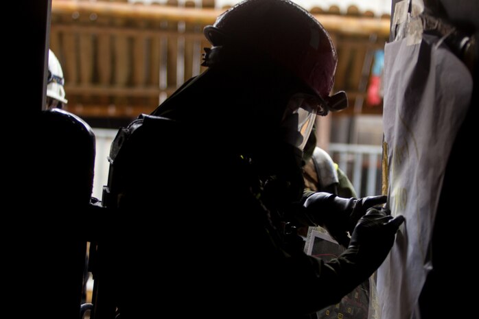 Marines and Sailors with the Chemical Biological Incident Response Force, II Marine Expeditionary Force put their training to use during Exercise Sudden Response aboard Marine Corps Base Quantico on Friday, December 5. Exercise Sudden Response is a Joint Task Force Civil Support exercise designed to challenge the combined forces with multiple scenarios, which could be encountered during a chemical, biological, radiological, nuclear or high-yield explosive incident. CBIRF trained along side the 911th Technical Rescue Engineer Company, the 89th Chemical Company, 3rd Armored Cavalry Regiment, and the 720th Military Police Battalion. CBIRF is prepared to respond, with minimal warning, to any CBRNE event in order to assist local, state, or federal agencies and the geographic combatant commanders in the conduct of CBRNE response or consequence management operations. (Official Marine Corps Photo by Sgt. Kuande L. Hall/RELEASED).