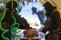 Marines and Sailors with the Chemical Biological Incident Response Force, II Marine Expeditionary Force put their training to use during Exercise Sudden Response aboard Marine Corps Base Quantico on Friday, December 5. Exercise Sudden Response is a Joint Task Force Civil Support exercise designed to challenge the combined forces with multiple scenarios, which could be encountered during a chemical, biological, radiological, nuclear or high-yield explosive incident. CBIRF trained along side the 911th Technical Rescue Engineer Company, the 89th Chemical Company, 3rd Armored Cavalry Regiment, and the 720th Military Police Battalion. CBIRF is prepared to respond, with minimal warning, to any CBRNE event in order to assist local, state, or federal agencies and the geographic combatant commanders in the conduct of CBRNE response or consequence management operations. (Official Marine Corps Photo by Sgt. Kuande L. Hall/RELEASED).