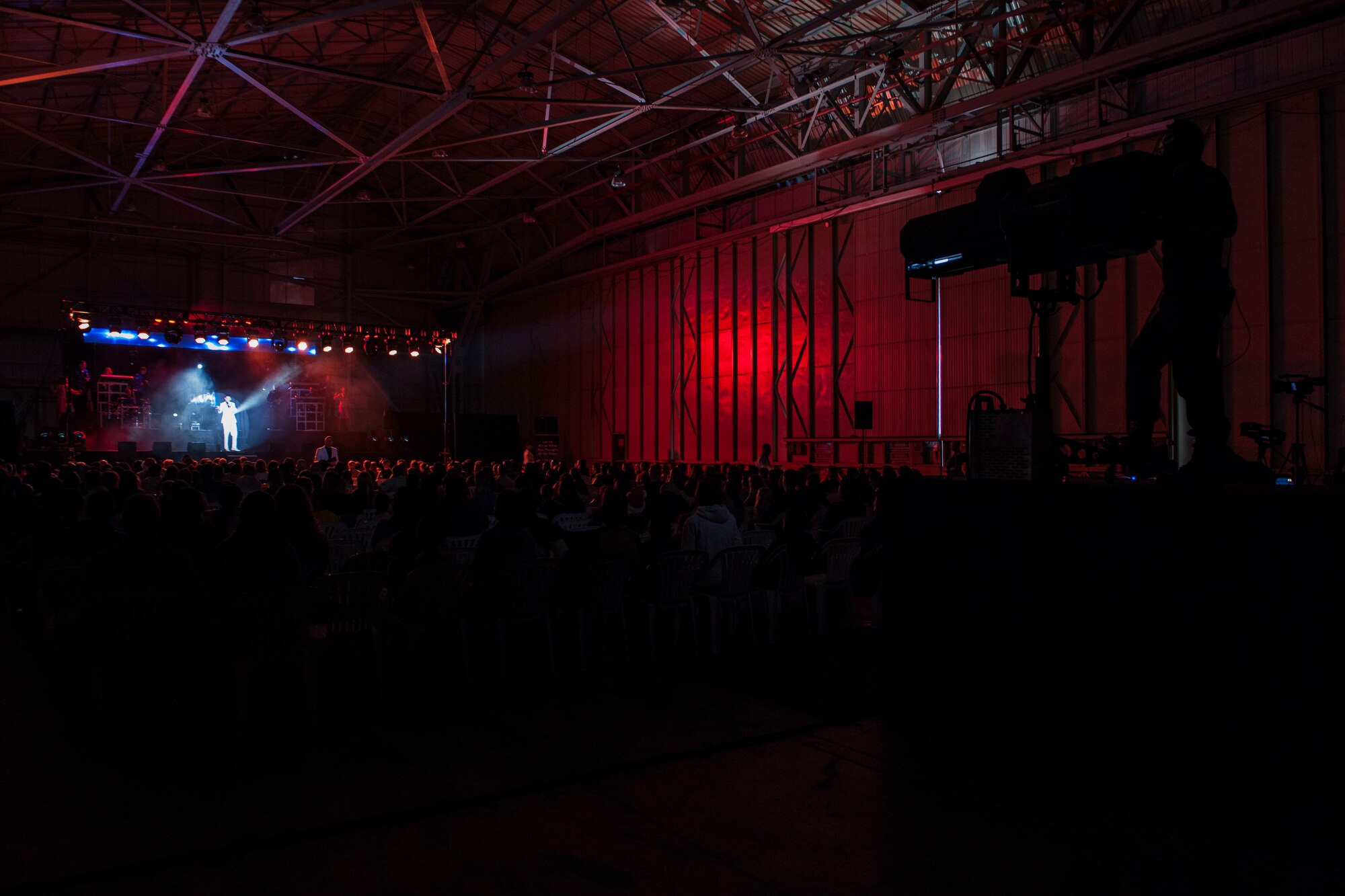 Tops In Blue performs for Airmen and their families Dec. 13, 2014, Incirlik Air Base, Turkey. Tops In Blue visited Incirlik AB as part of their seven month Celebrating 60 Years of Tradition 2014 World Tour, which includes 86 shows in 75 locations around the world. (U.S. Air Force photo by Senior Airman Krystal Ardrey/Released)