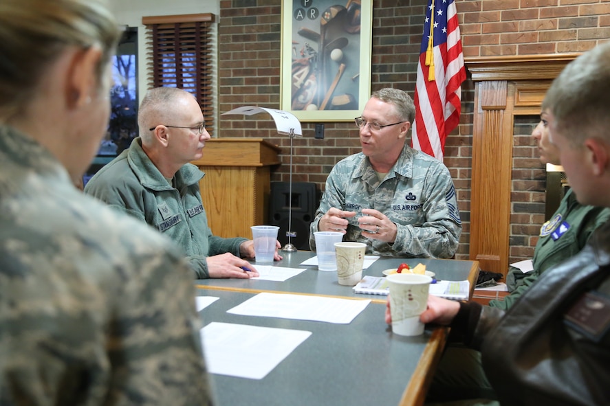 As part of the 932nd Professional Development Seminar, Chief Master Sergeant Kevin Pomeroy, spoke to enlisted members about mentoring, motivation and what's important in the Air Force Reserve.  (U.S. Air Force photo/Tech. Sgt. Christopher Parr)