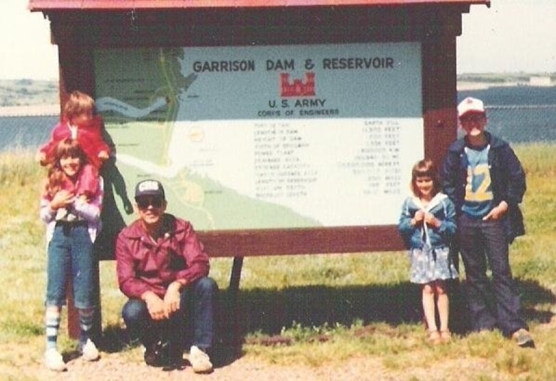 Eileen (Beeks) Williamson (left holding child on shoulders) visited the Garrison Dam in 1981 with her family. They were visiting during Washburn, North Dakota's Centennial festivities. (Photos are property of the Beeks family and may not be reused without consent.) 