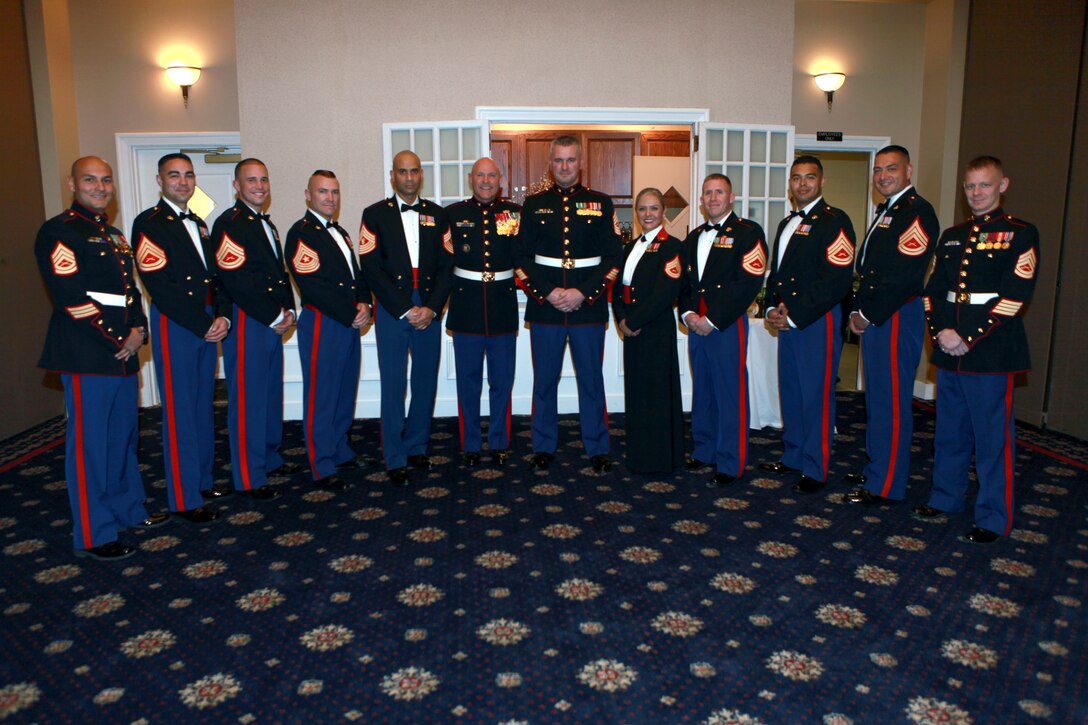 Sgt. Maj. Micheal P. Barrett, the 17th Sergeant Major of the Marine Corps, attends the Staff Non-commissioned Officer’s Academy Quantico Career Course 1-15 Mess Night at the Clubs at Quantico, Va., Dec. 3, 2014. (U.S. Marine Corps photo by Sgt. Marionne T. Mangrum)