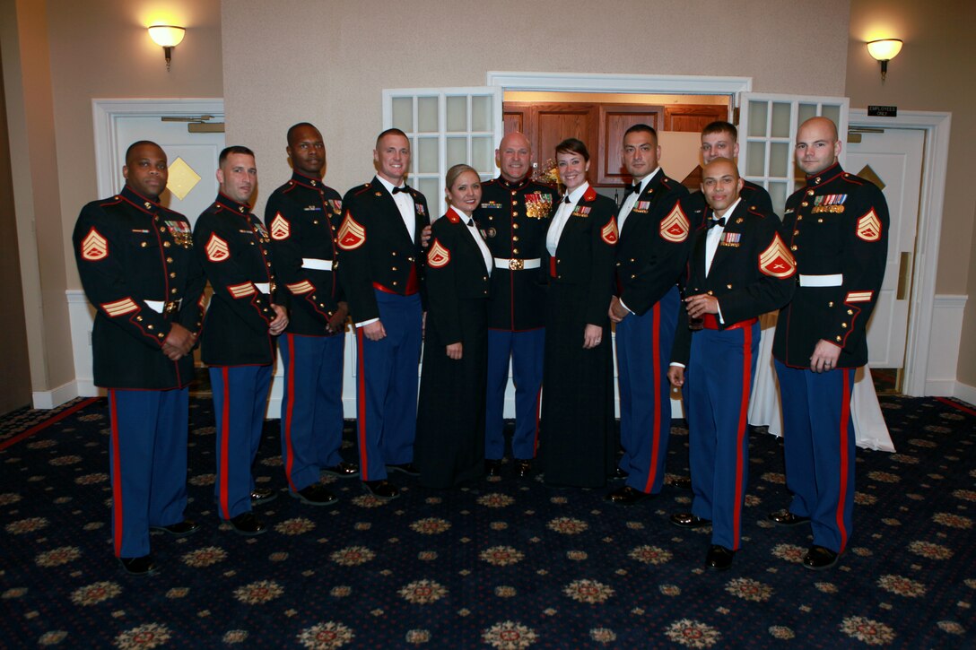 Sgt. Maj. Micheal P. Barrett, the 17th Sergeant Major of the Marine Corps, attends the Staff Non-commissioned Officer’s Academy Quantico Career Course 1-15 Mess Night at the Clubs at Quantico, Va., Dec. 3, 2014. (U.S. Marine Corps photo by Sgt. Marionne T. Mangrum)