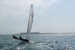 Women’s skipper Navy Lt. Trisha Kutkiewicz of Washington, D.C. and Air Force 2nd lt. Keisha Pearson of Joint Base Langley-Eustis, Va. hard at work on the sea and in control during the 47th CISM World Military Sailing Championship held in Doha, Qatar Nov. 22-29, 2015.